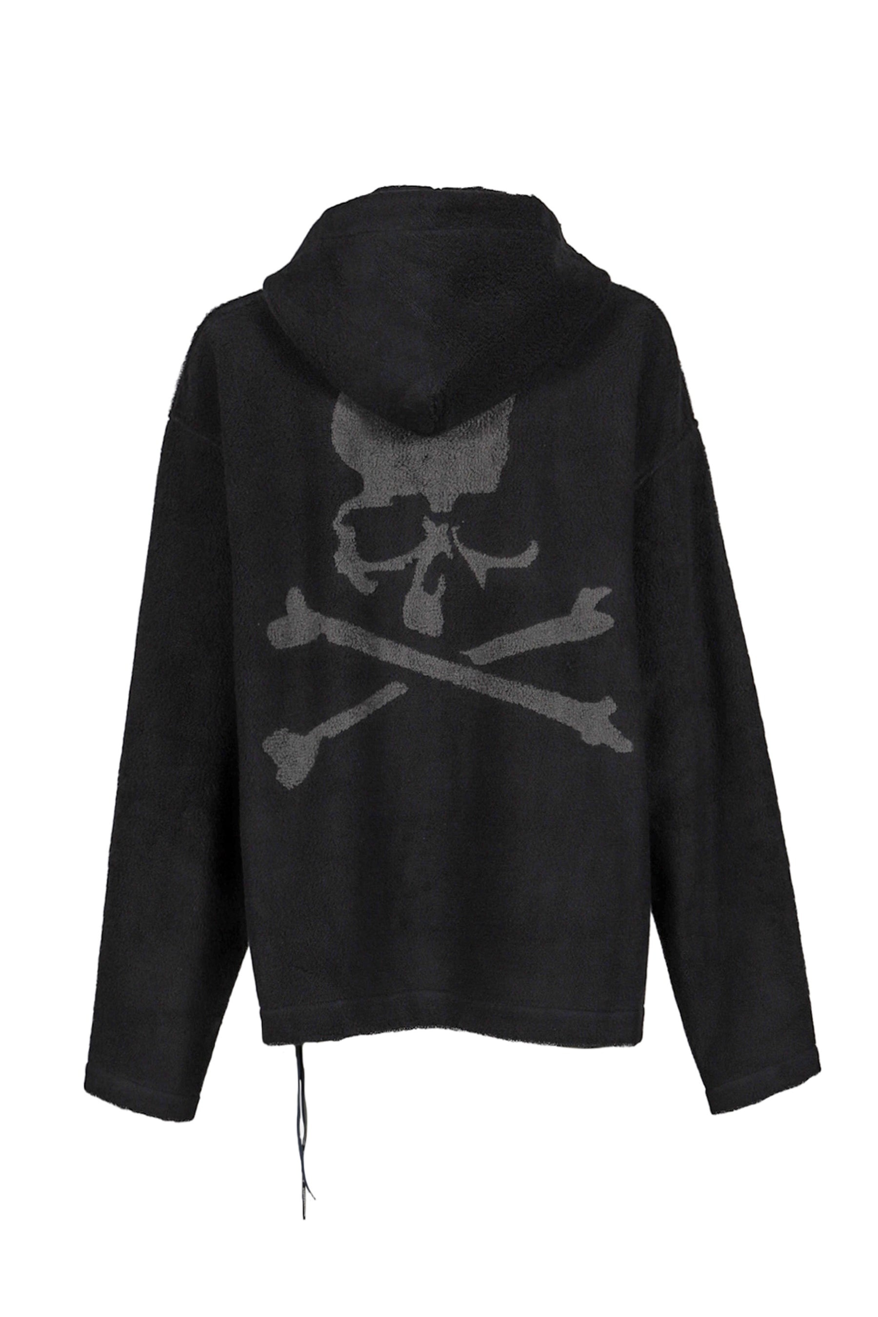 TERRY JACQUARD ZIP-UP MEXICAN PARKA / BLK - 2