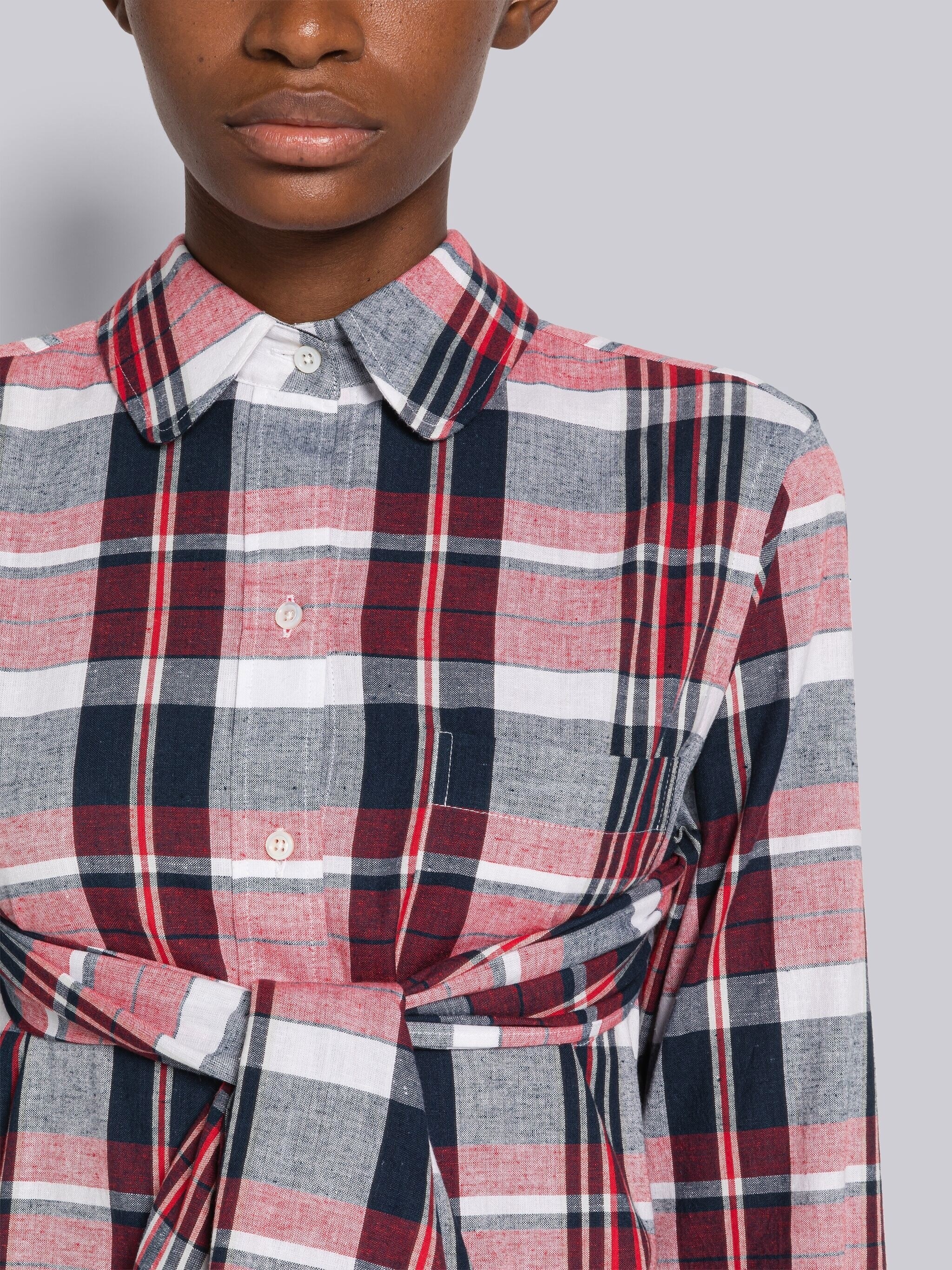 Madras Cotton Open Back Twisted Shirt - 5