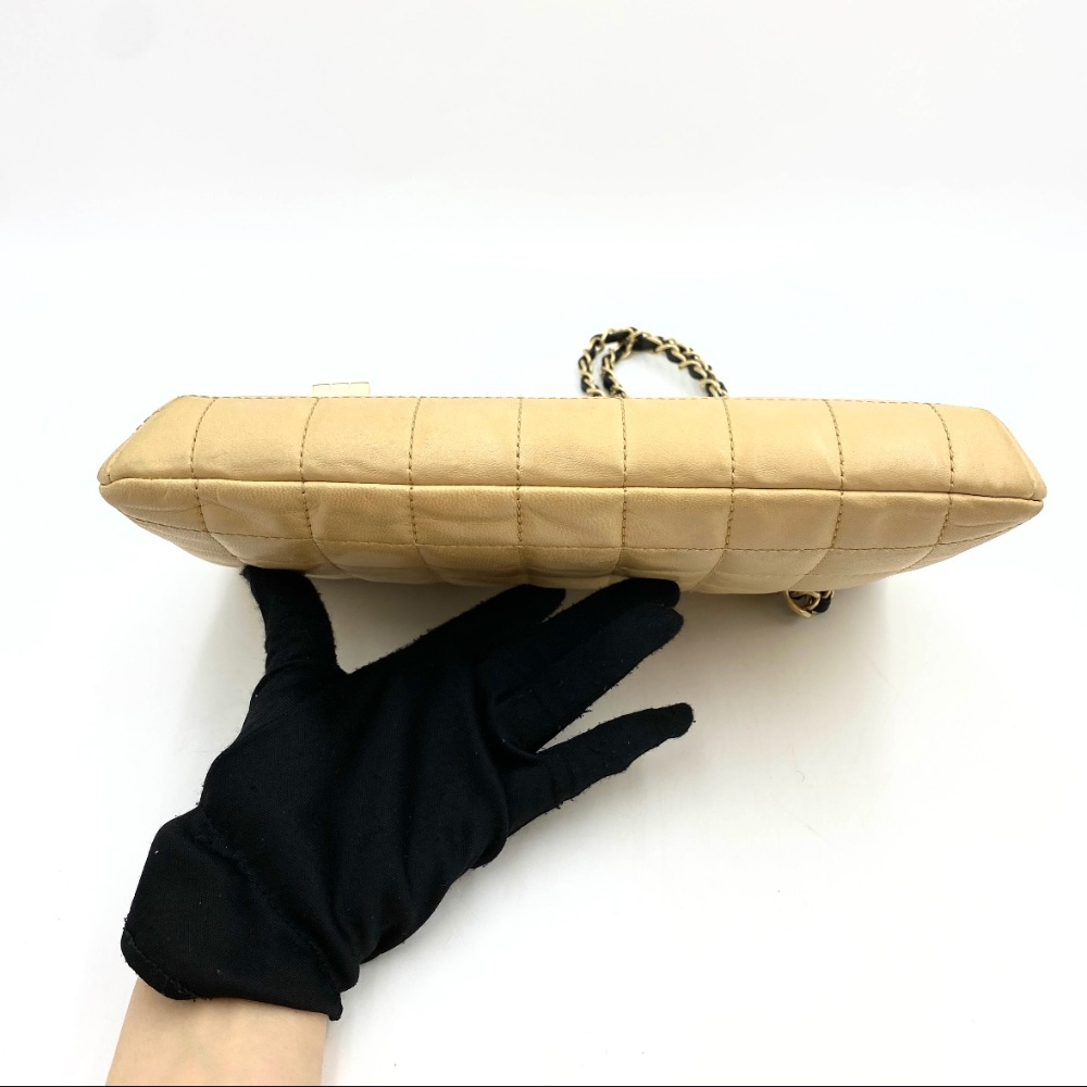 Chanel No.8 Beige Chocolate Bar Chain Shoulder Bag - 6