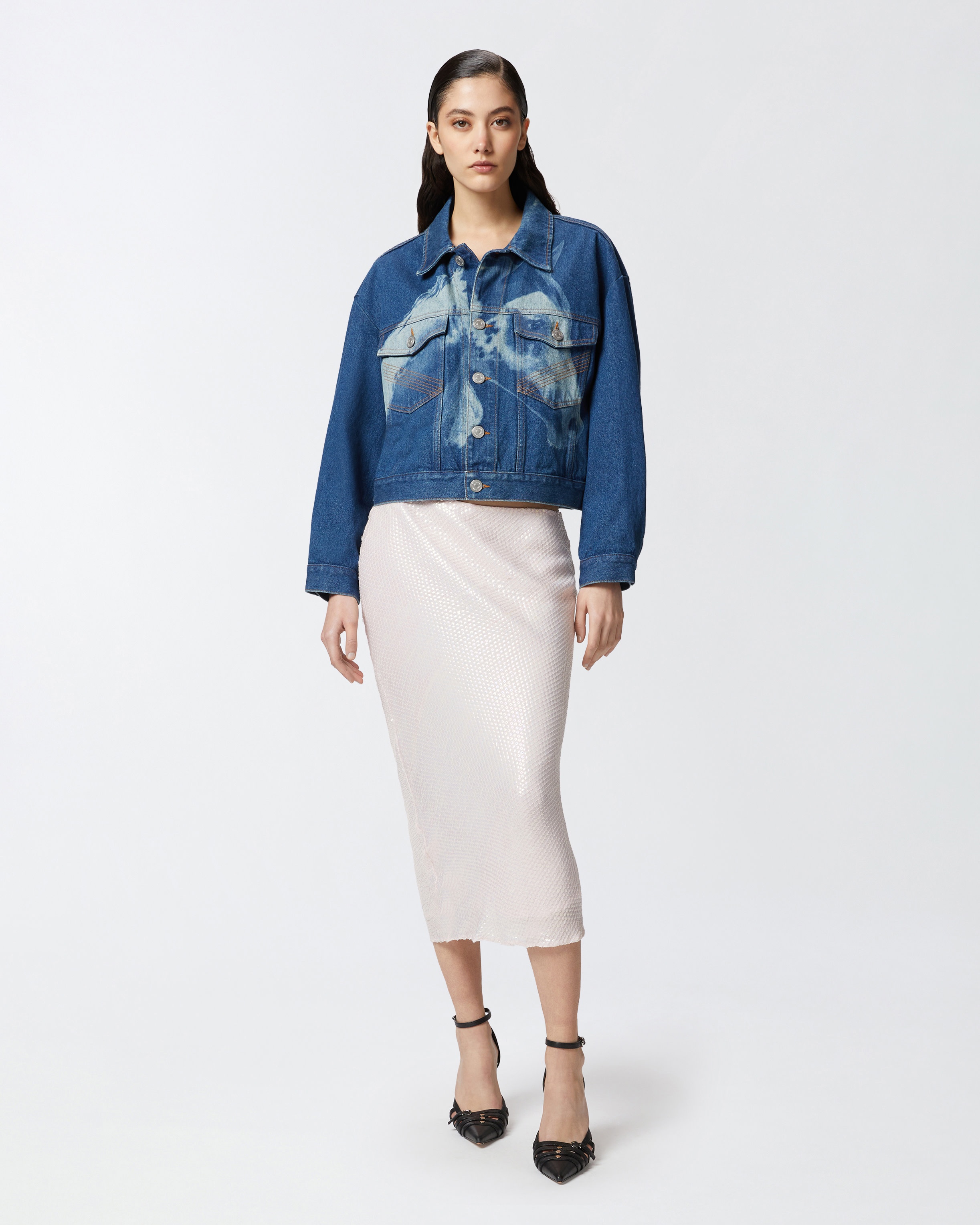 REIMAGINE BY PINKO X PATRICK MCDOWELL DENIM JACKET WITH HORSE PRINT - 3