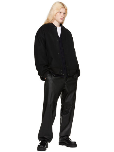 N.Hoolywood Black Wide Faux-Leather Trousers outlook