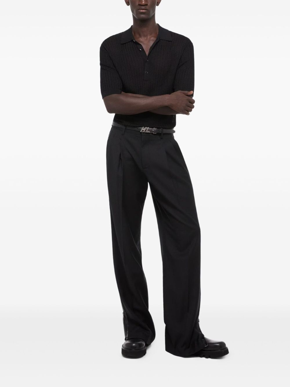 ribbed-knit polo shirt - 6