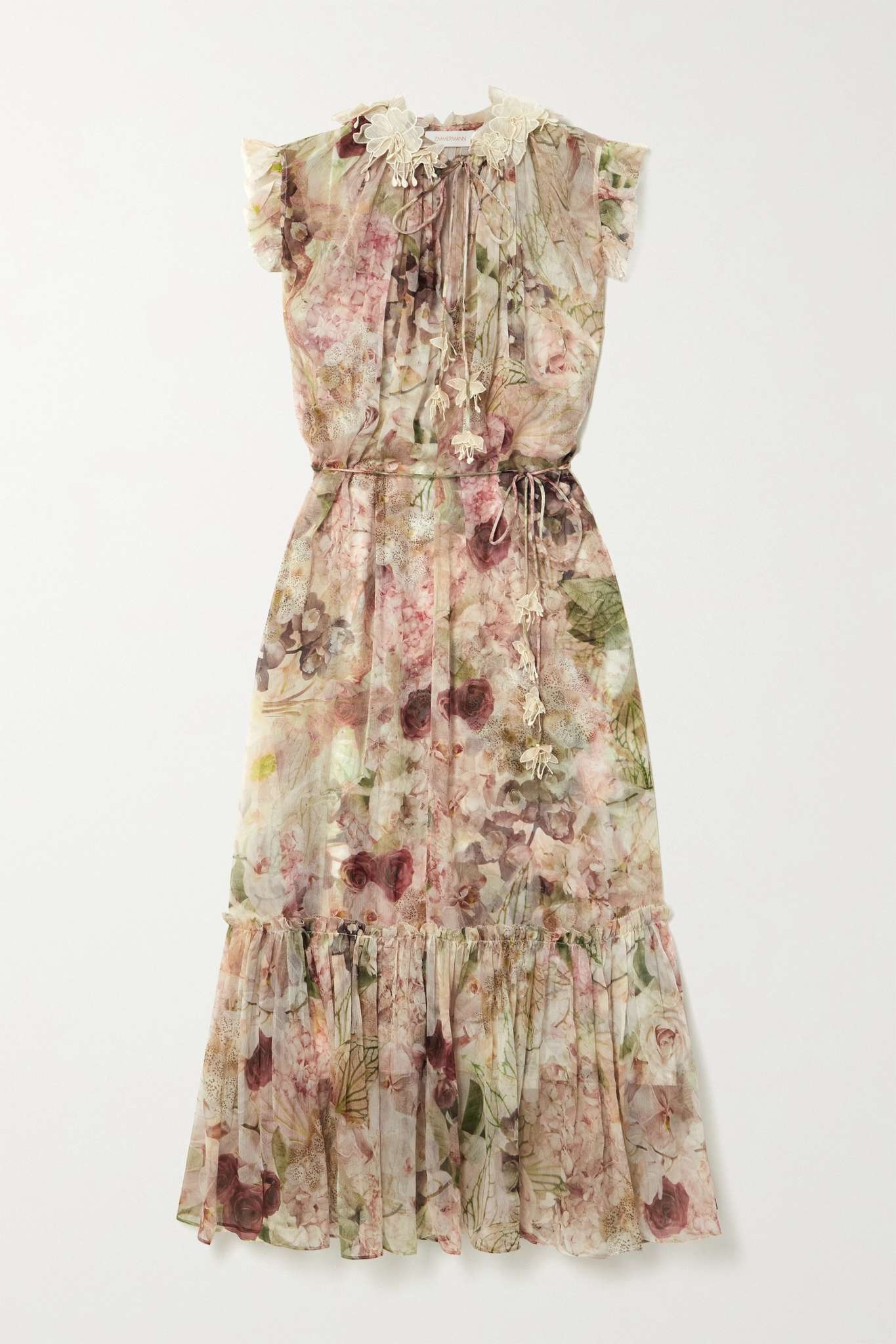 Dancer Flutter belted ruffled floral-print silk-chiffon midi dress - 1