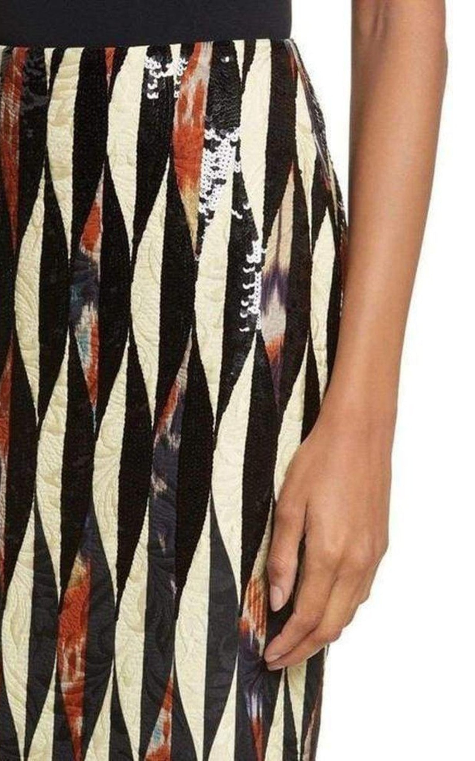 Shine Embroidered Ikat Midi Skirt - 4