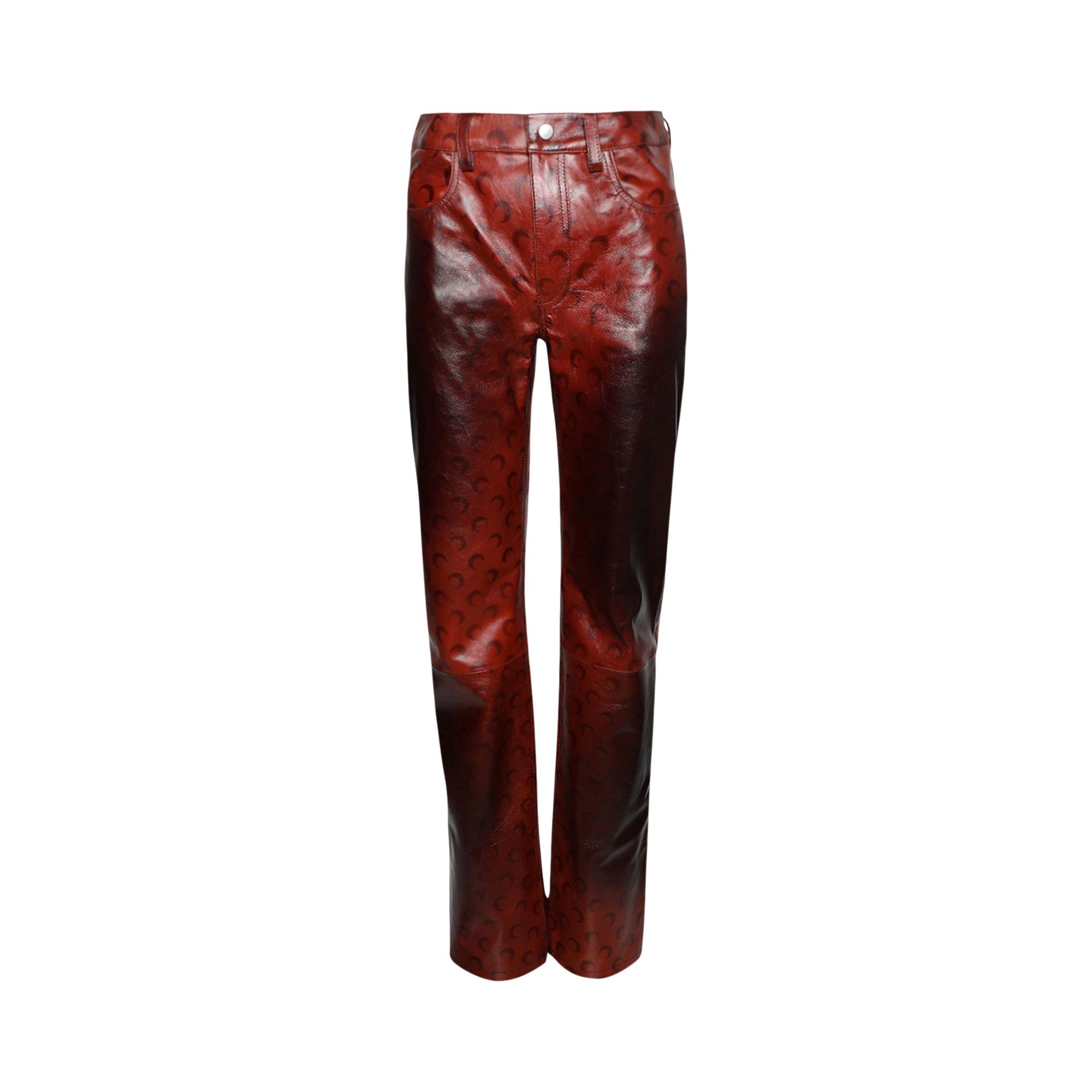 Marine Serre Airbrushed Crafted Leather Straight Leg Pants 'Orange' - 1