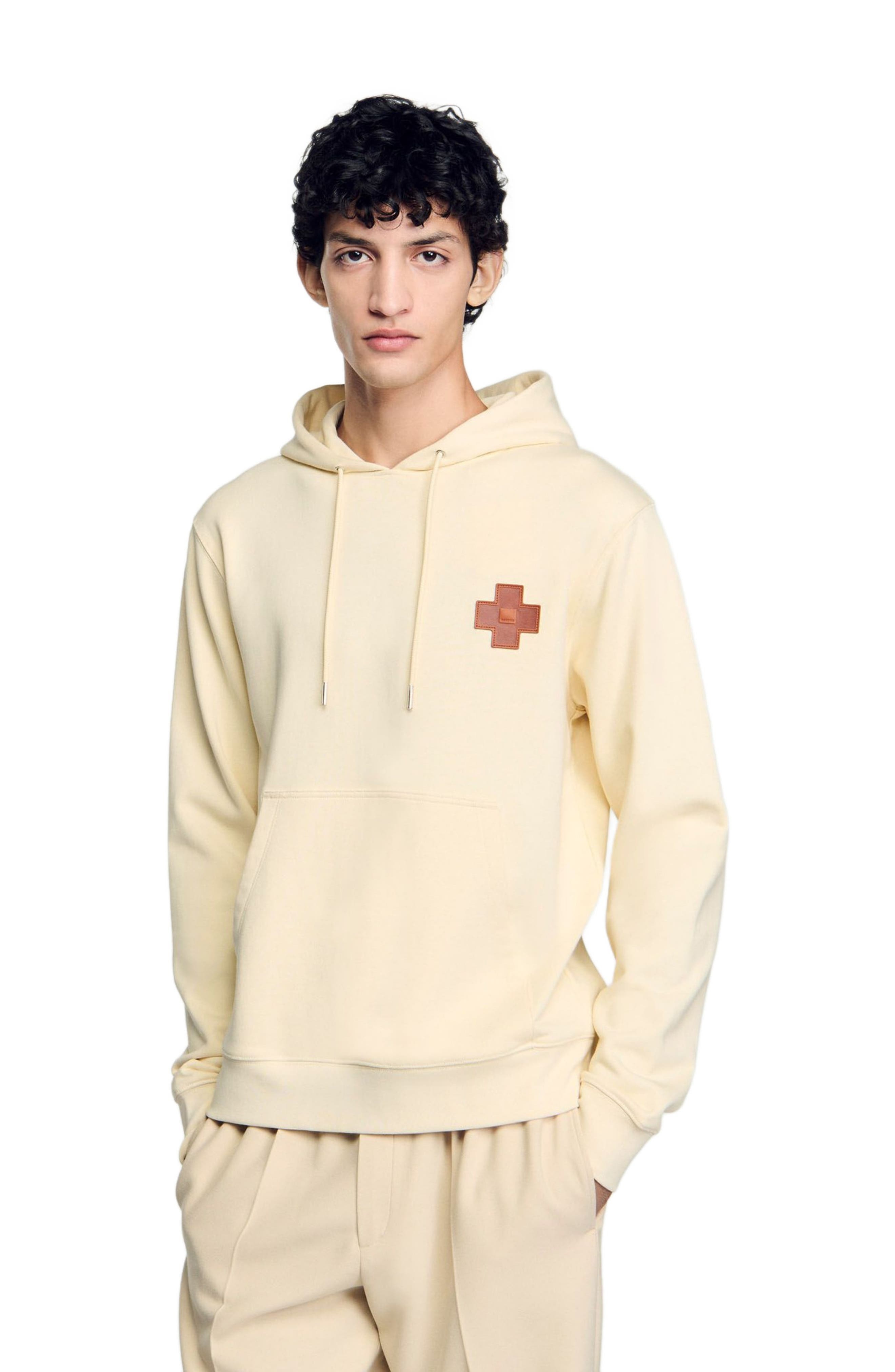 SANDRO Square Cross sweatshirt in Oats at Nordstrom - 1