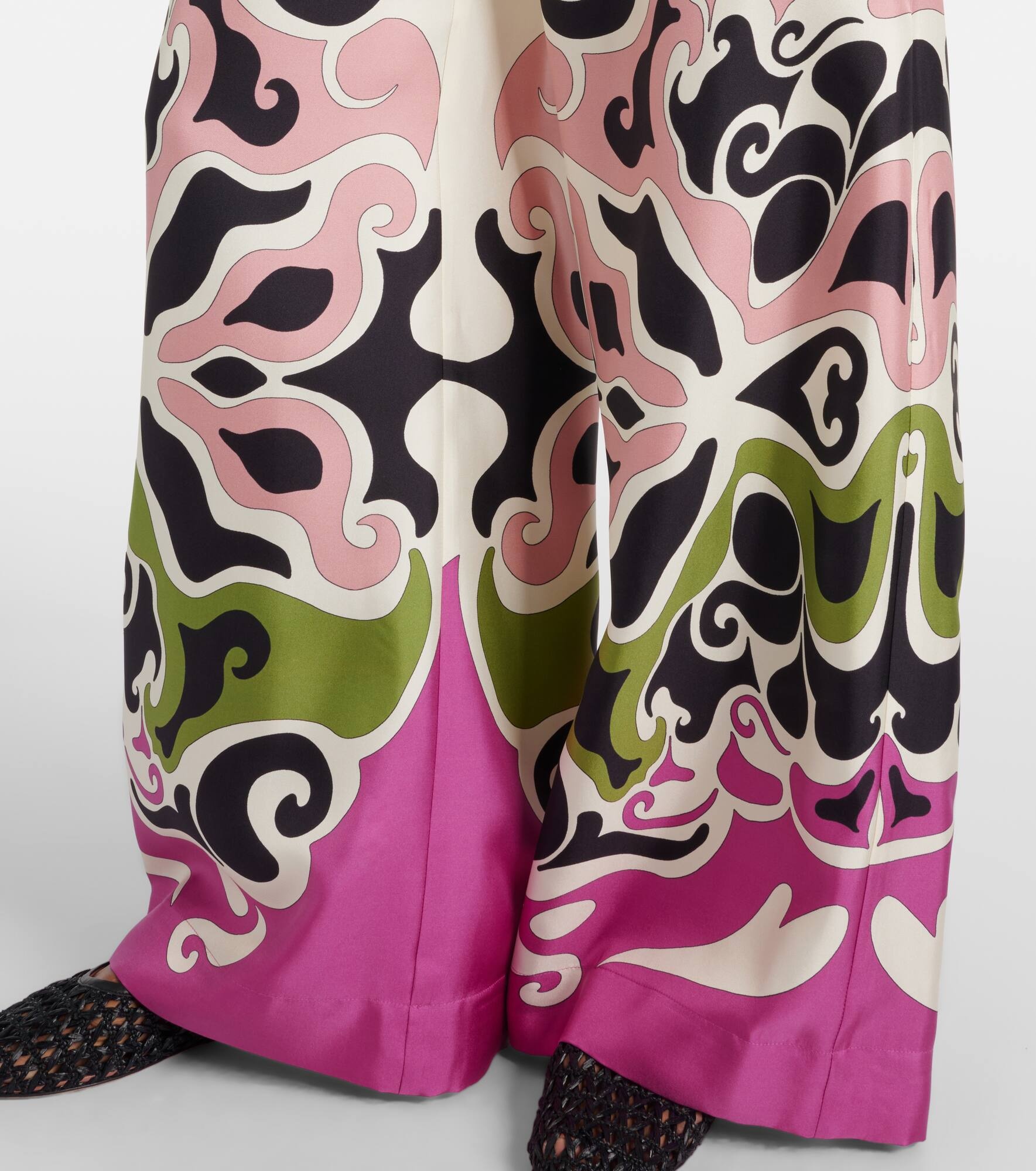 Printed silk twill palazzo pants - 5