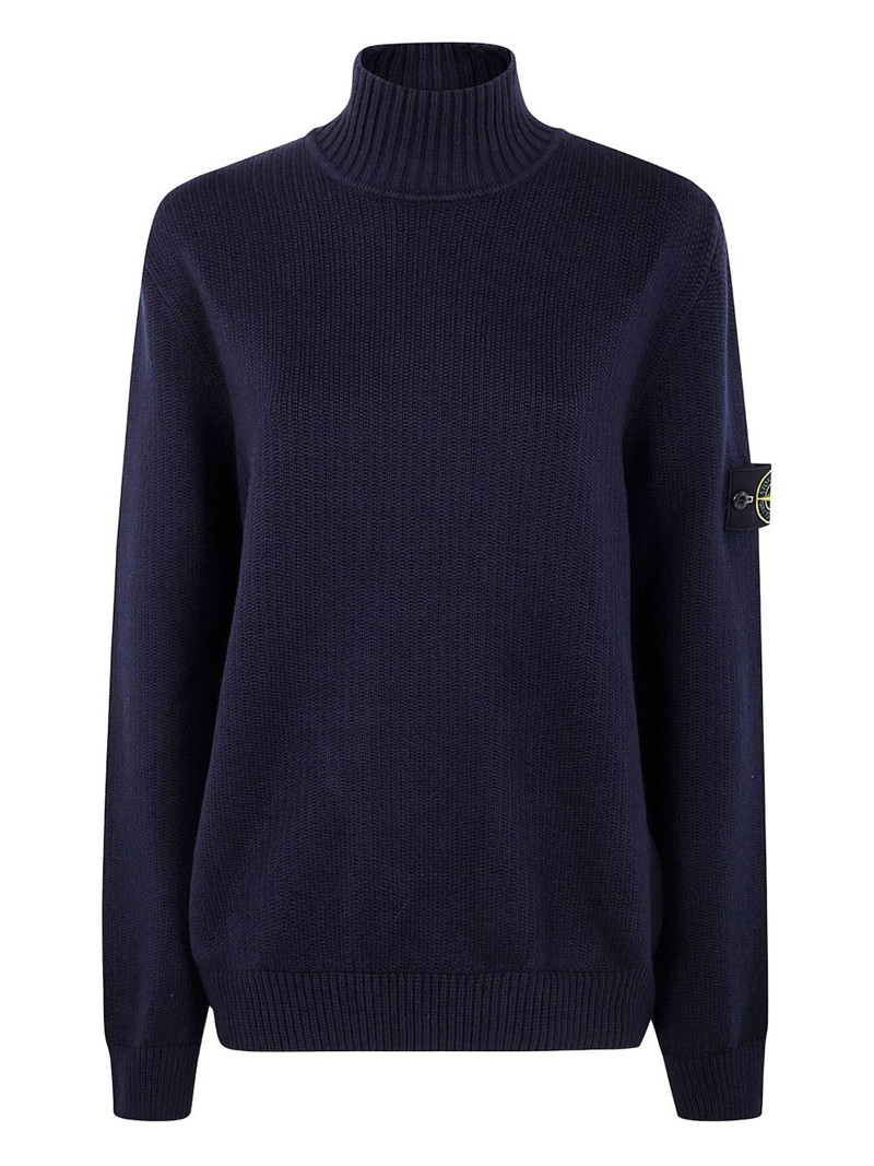 high-neck logo-patch sweater 1