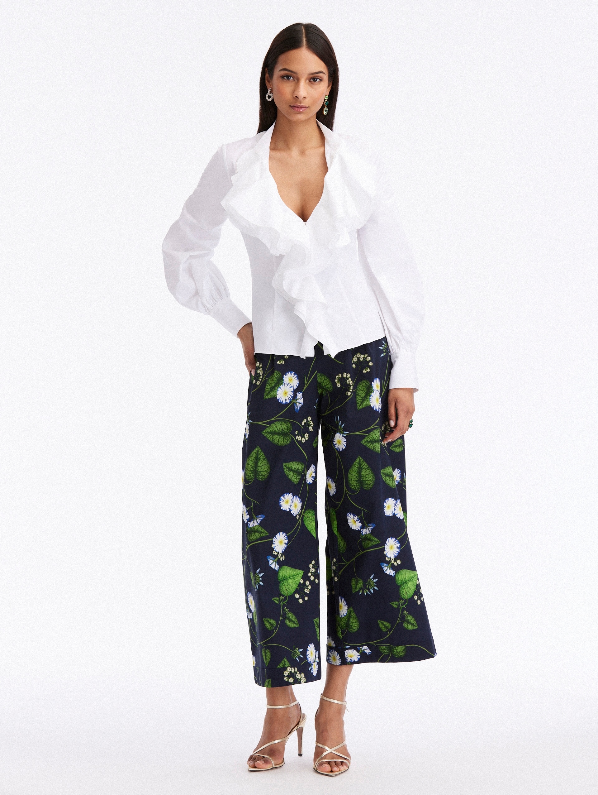 RUFFLE DETAIL COTTON BLOUSE - 2