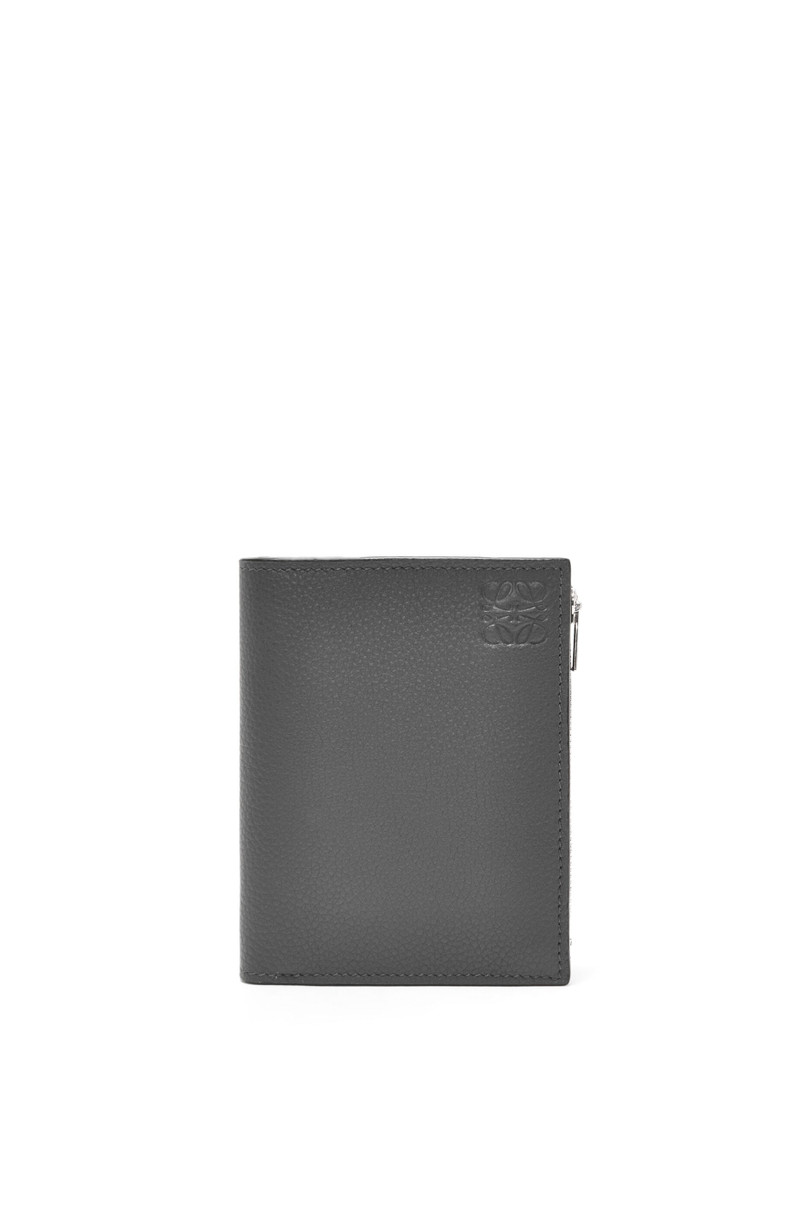 Slim compact wallet in soft grained calfskin 1
