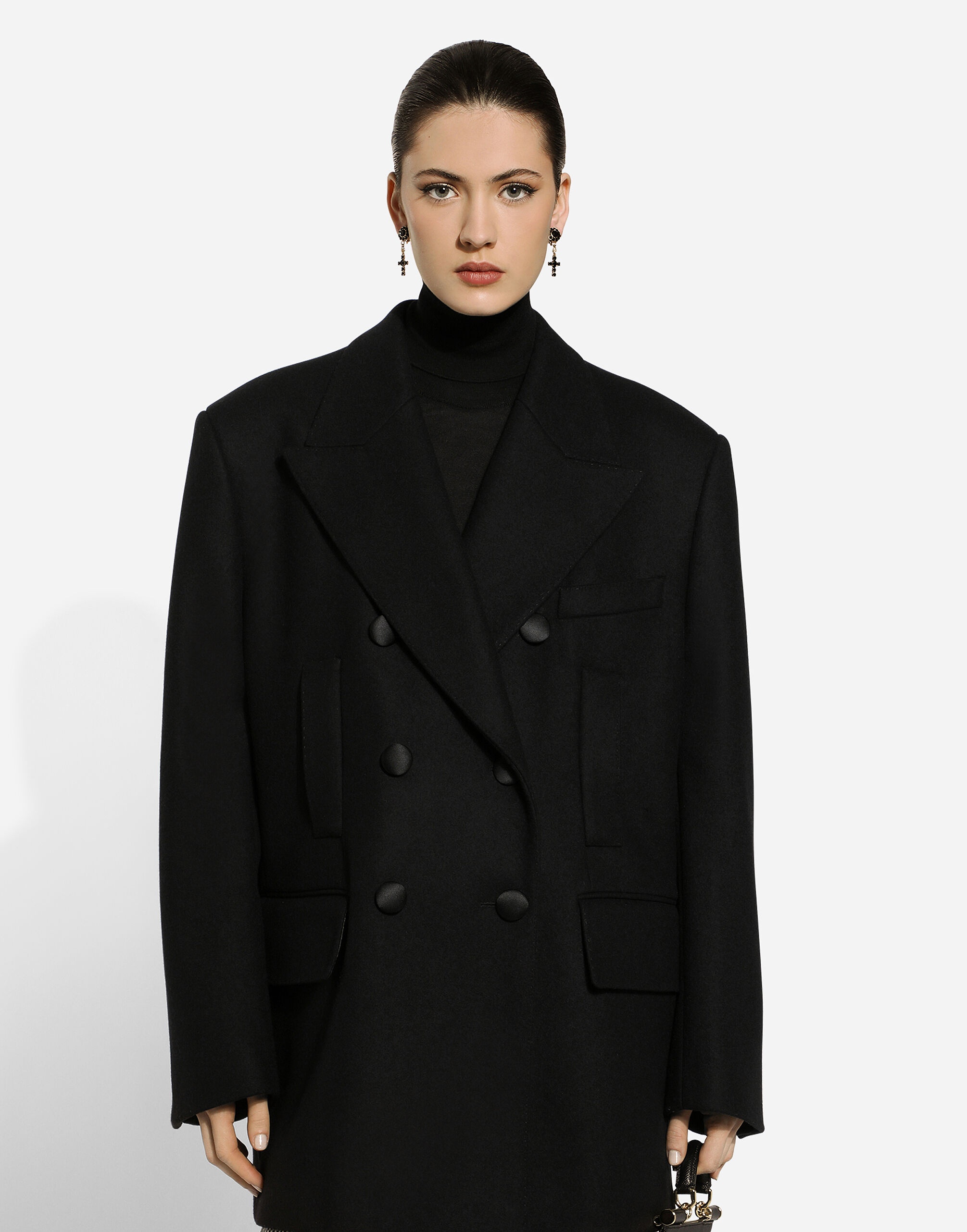 Oversize double-breasted wool baize jacket - 4