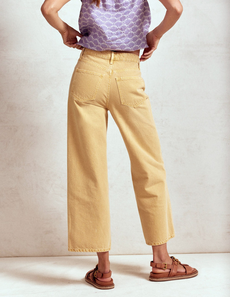 High Rise Straight Crop Jeans-Buttermilk Yellow 7