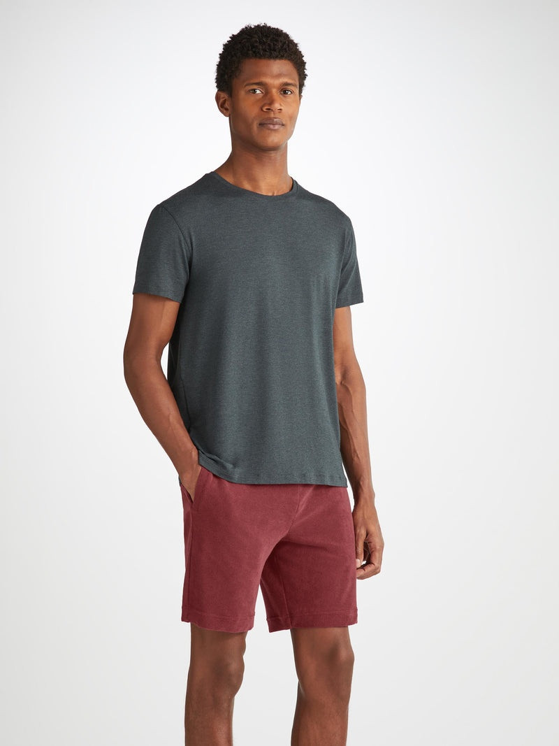 Derek Rose Men's Towelling Shorts Isaac Terry Cotton Burgundy outlook