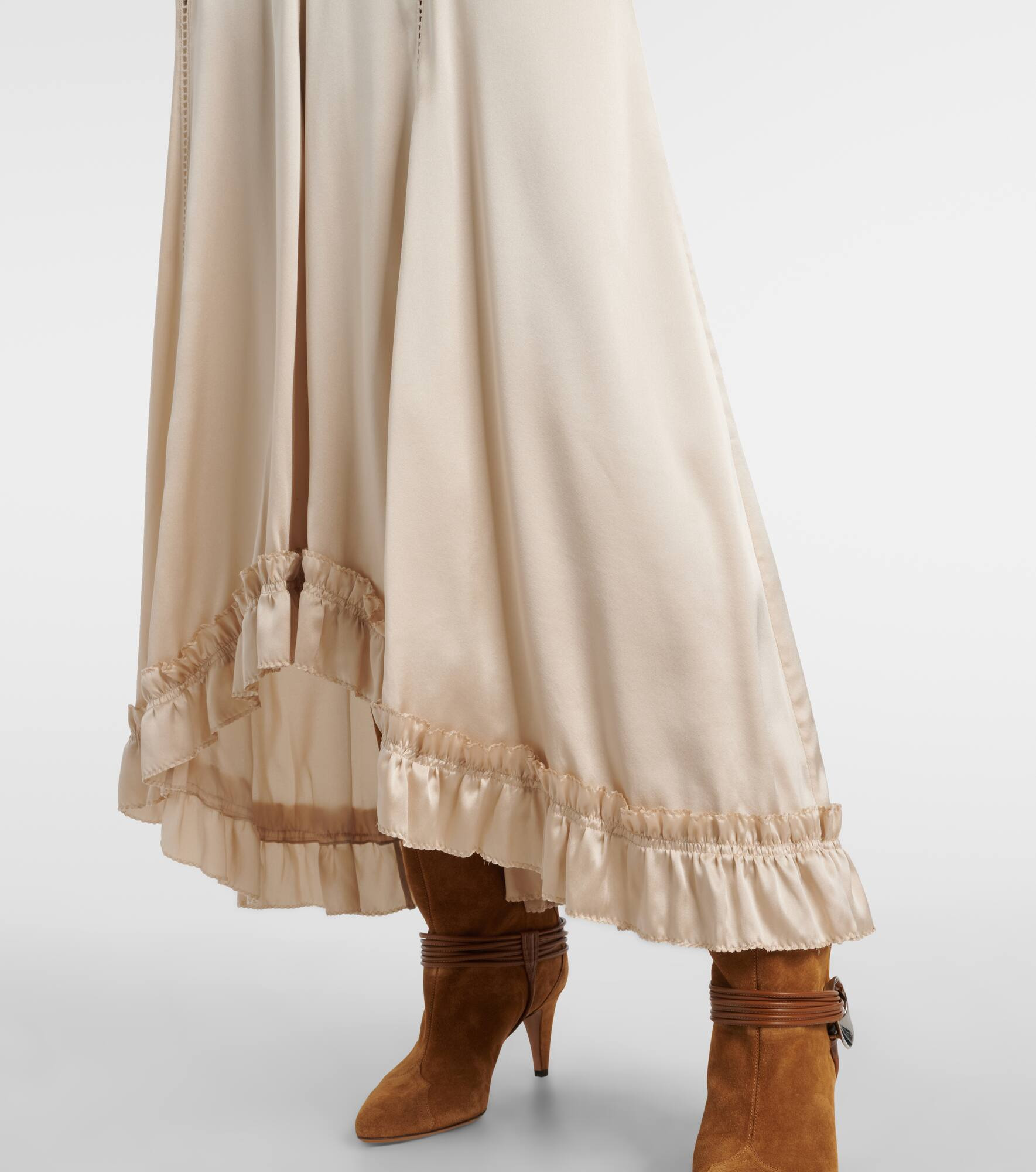 Dolores lace-trimmed silk-blend satin gown - 6