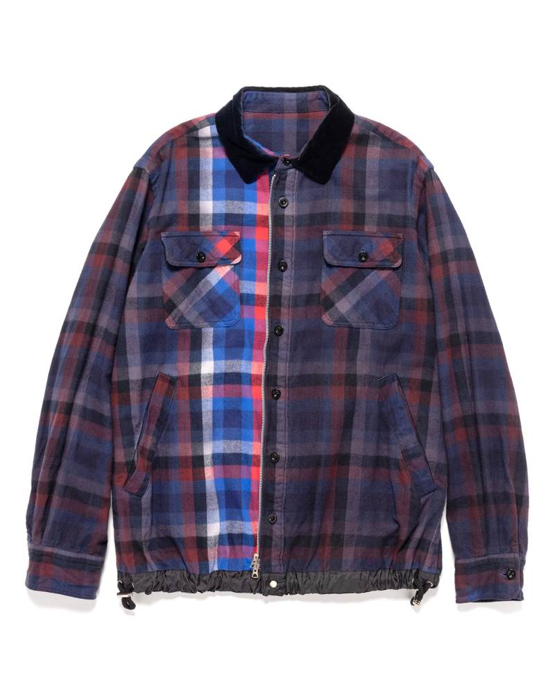 OVERDYE PLAID SHIRT NAVY - 1