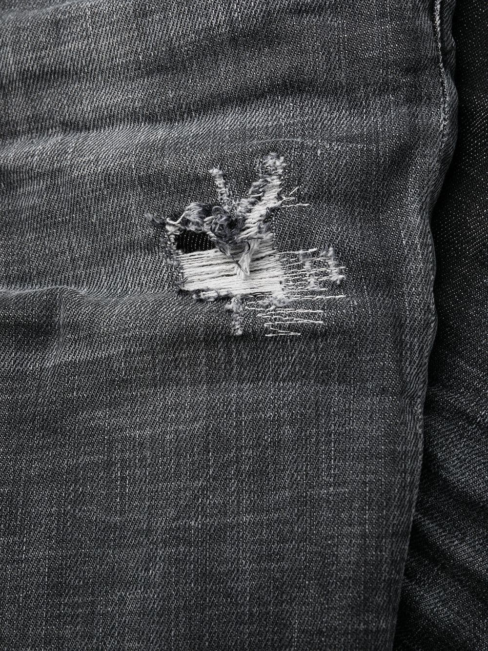 distressed-effect logo-patch denim jeans - 6
