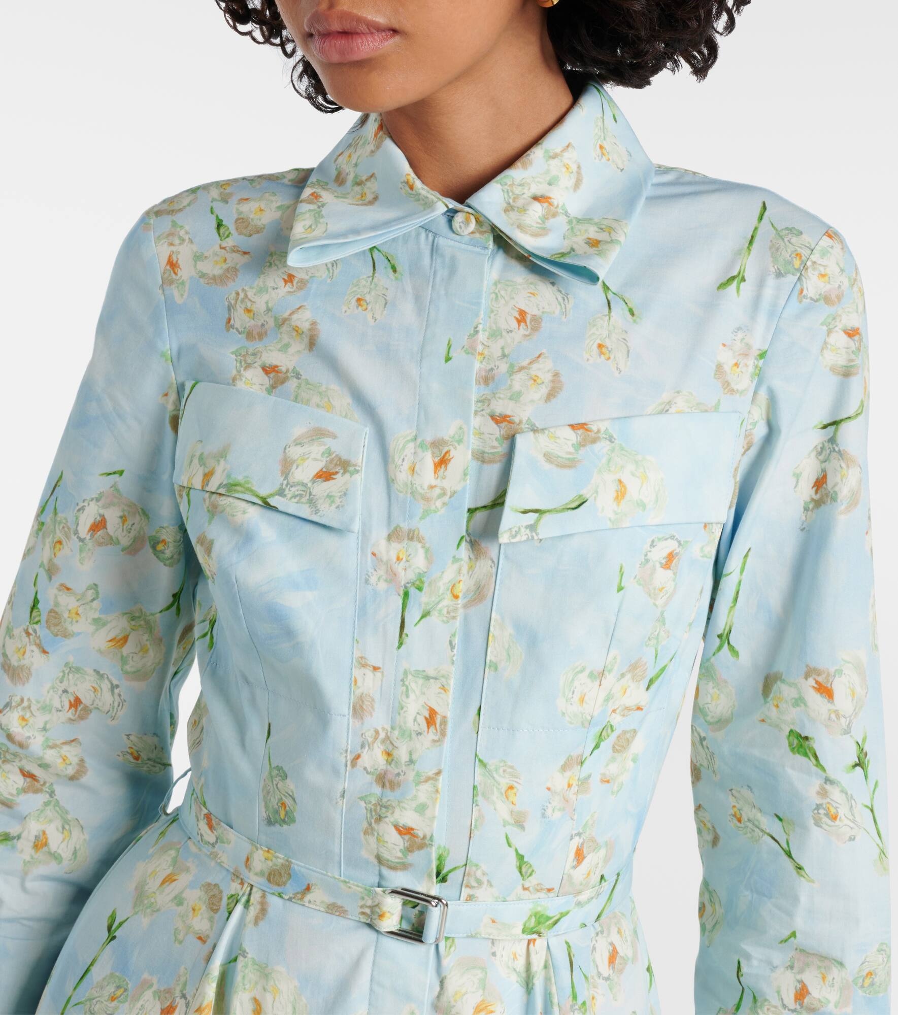 Floral cotton poplin shirt dress - 4