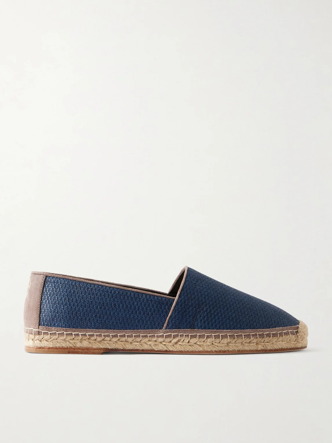 Suede-Trimmed Raffia Espadrilles - 1
