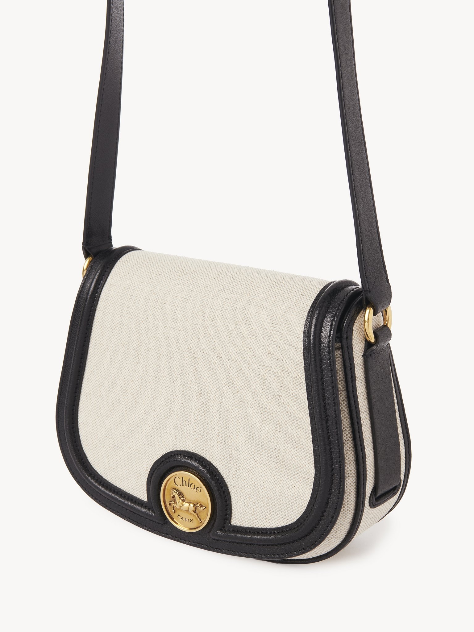 HORSE MEDAL SADDLE BAG IN CANVAS & GRAINED LEATHER - 3