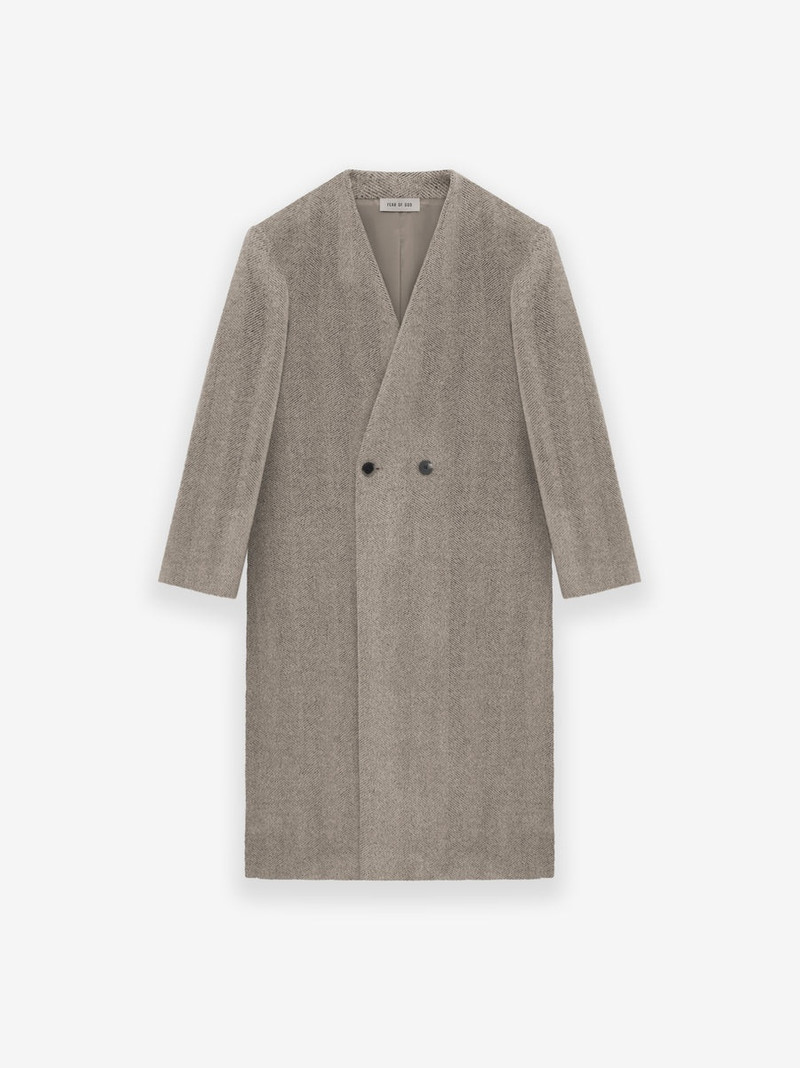 Alpaca Herringbone Lapelless Coat 1