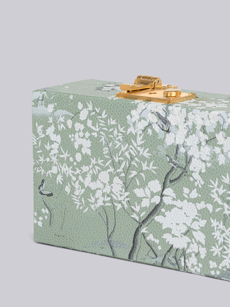 Thom Browne Toile Print Pebble Grain Leather Mini Trunk Clutch outlook