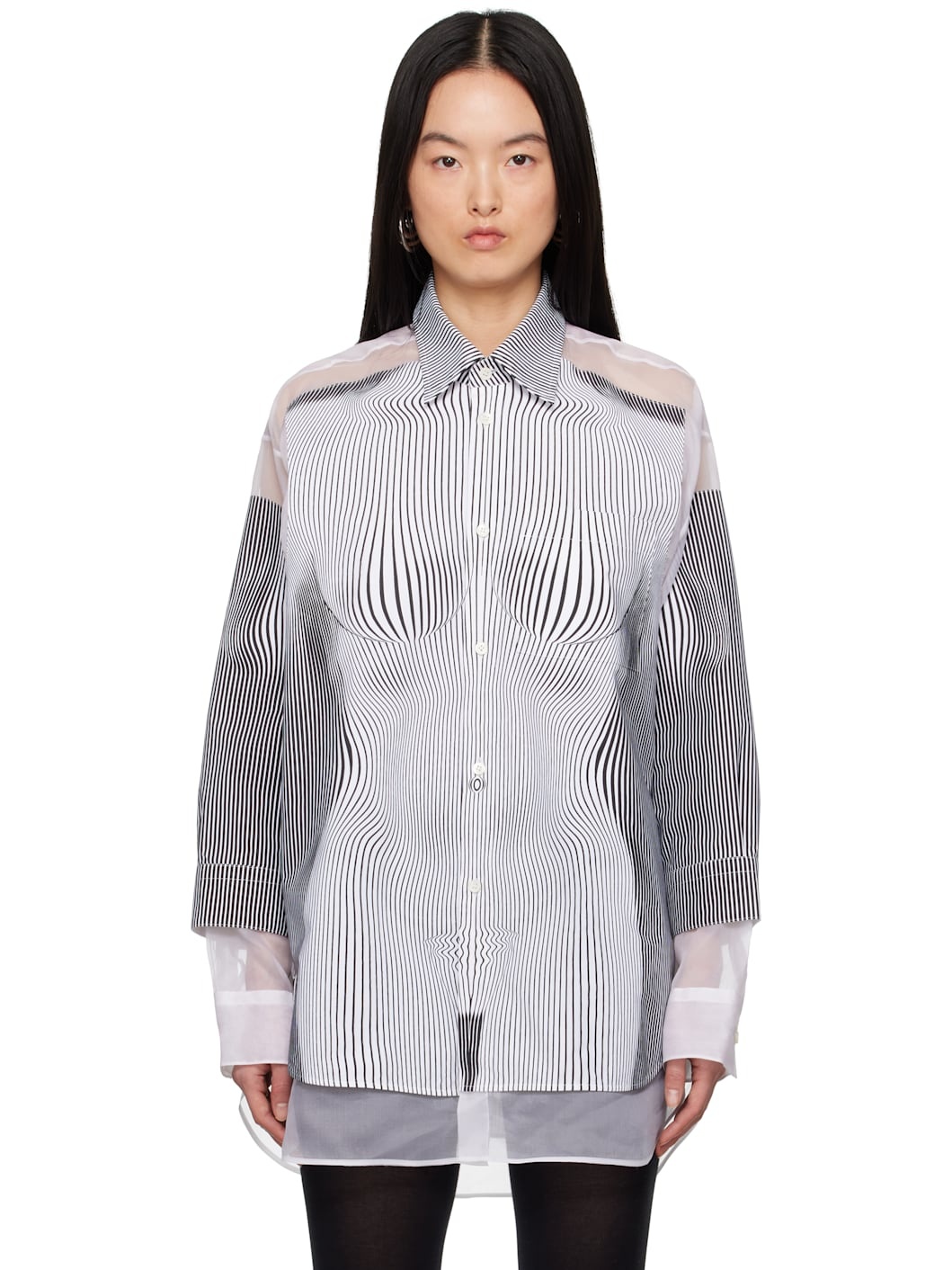 Black & White 'The Petit Grand Pinstripe Body Morphing' Shirt - 1