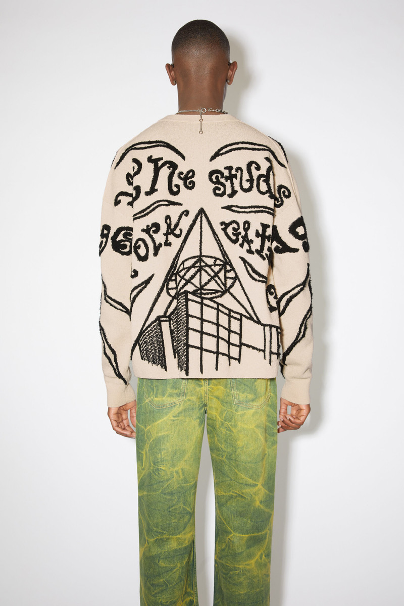 Jacquard logo jumper - Ecru/black 3