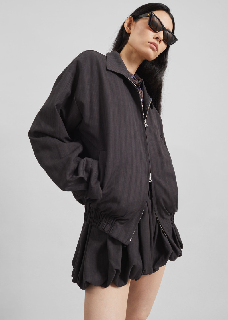 Minori Blouson Jacket - Charcoal/White Pinstripe 4