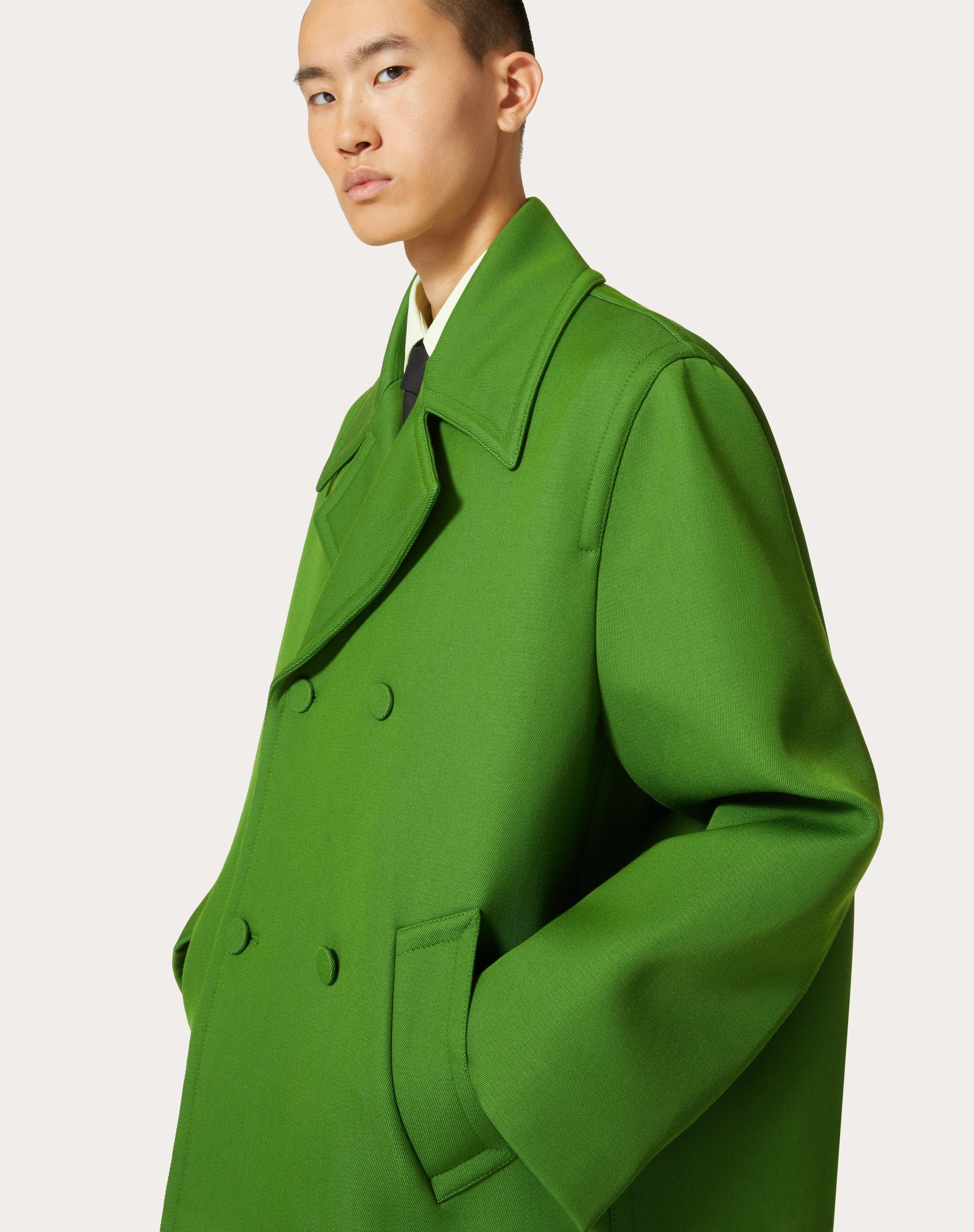 TECHNICAL WOOL PEACOAT - 5