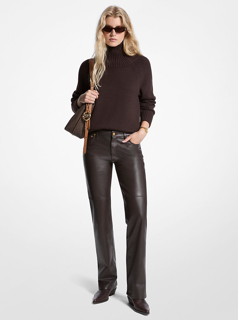 Straight-Leg Leather Pants 1
