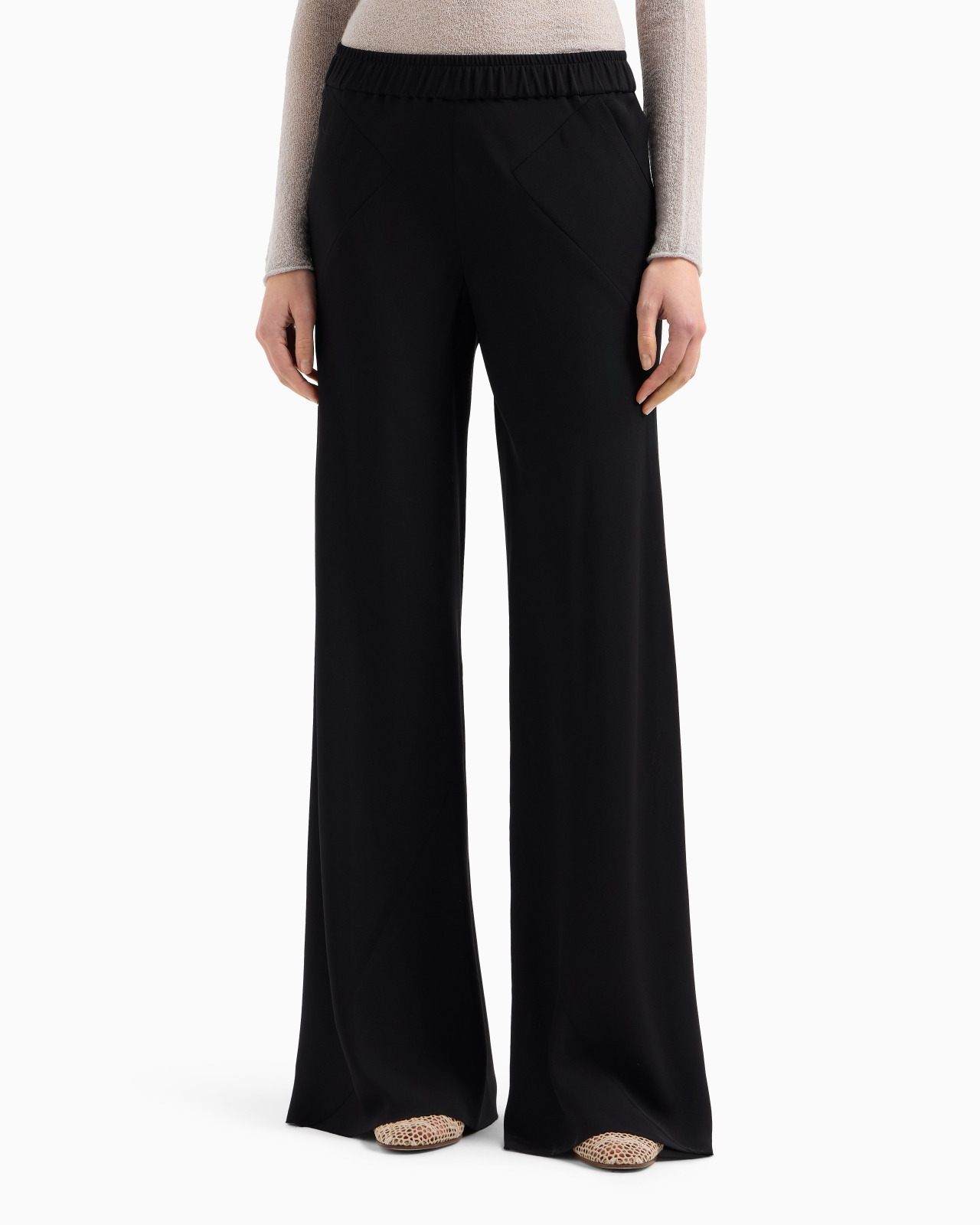 TRIPLE SILK GEORGETTE FLARED TROUSERS - 4