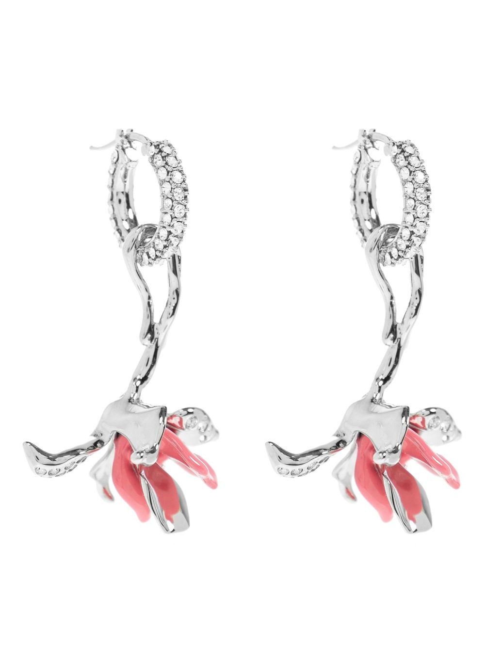 crystal-embellished flower earrings - 4