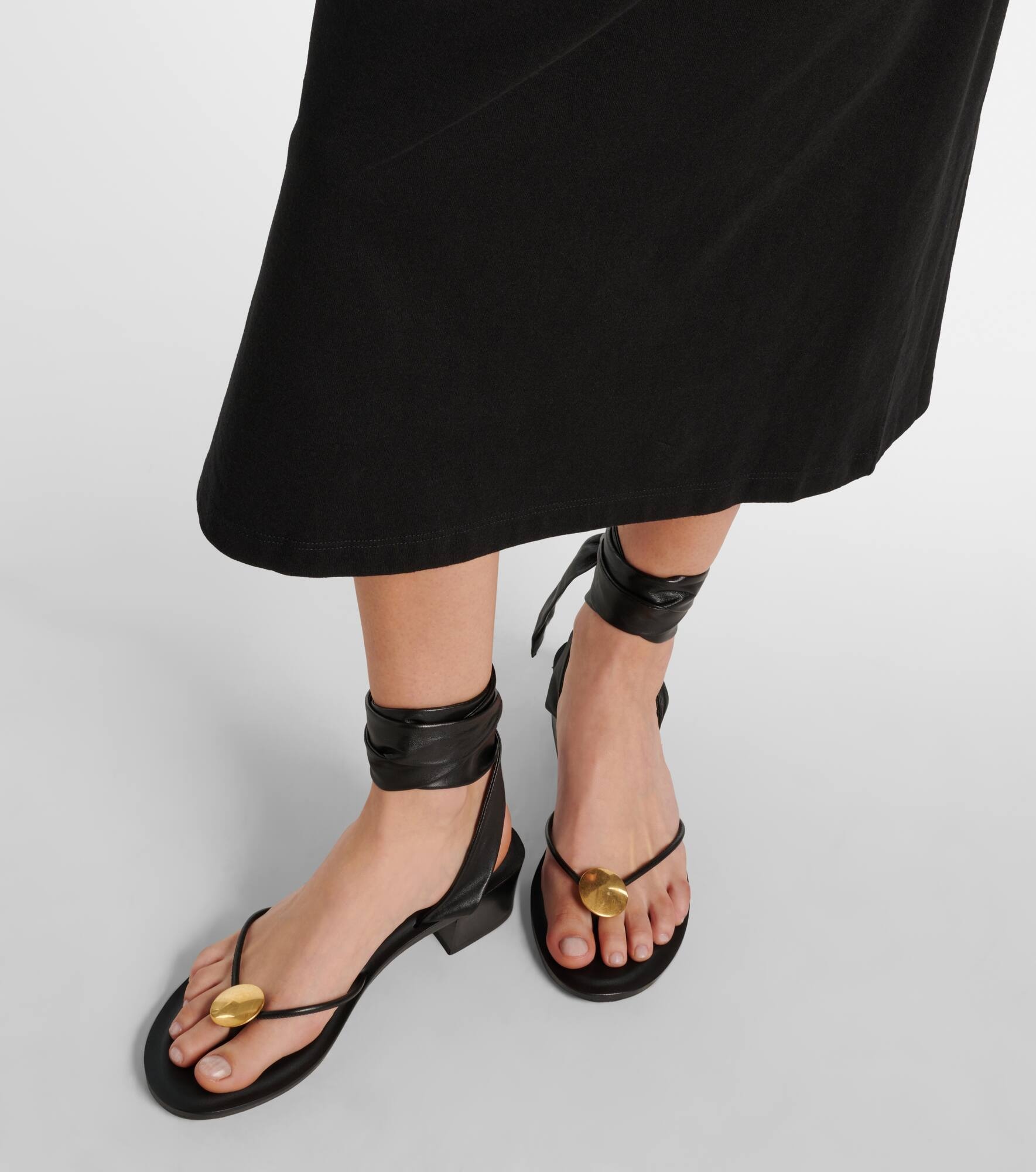 Cord leather thong sandals - 4