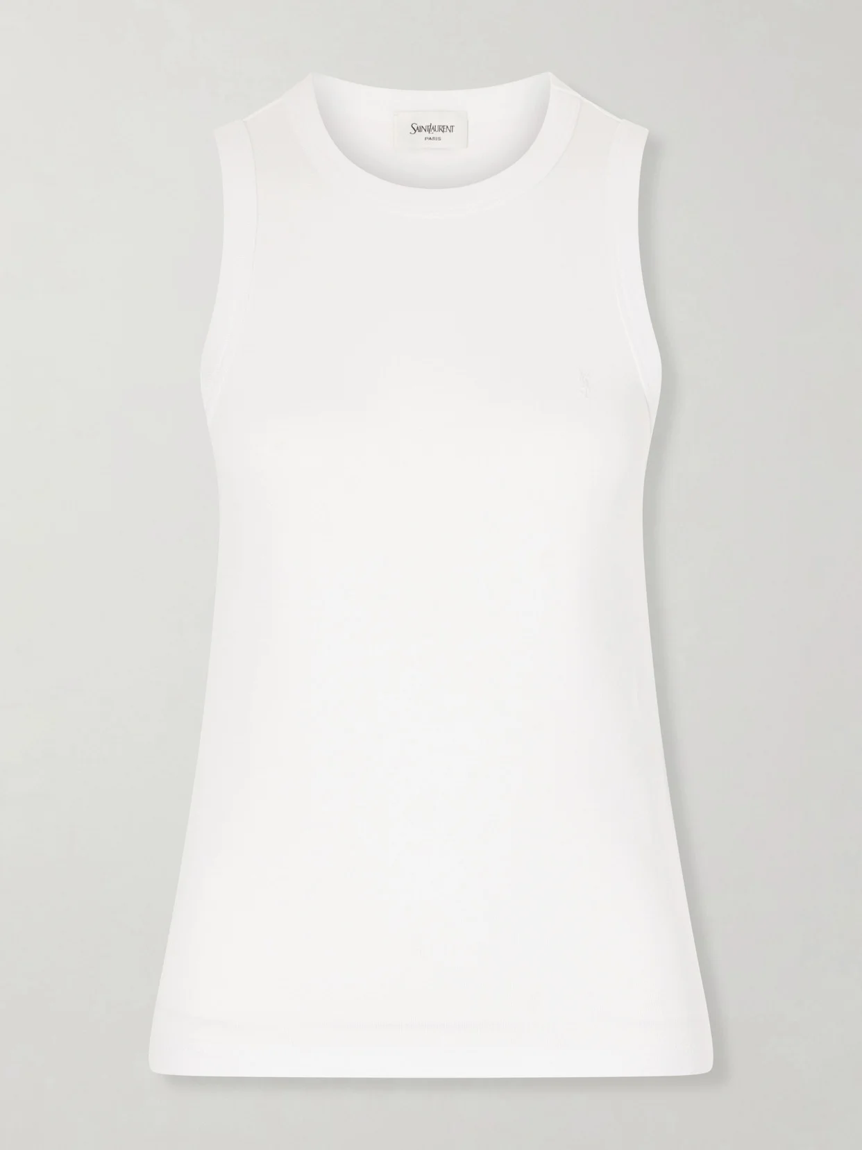 Embroidered Ribbed Cotton-jersey Tank - 1