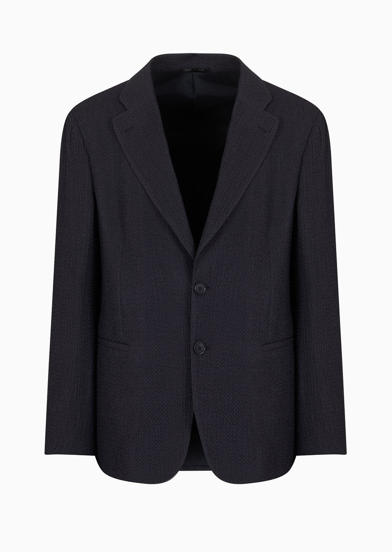 Single-breasted jacket in a mesh-effect cupro blend - 1