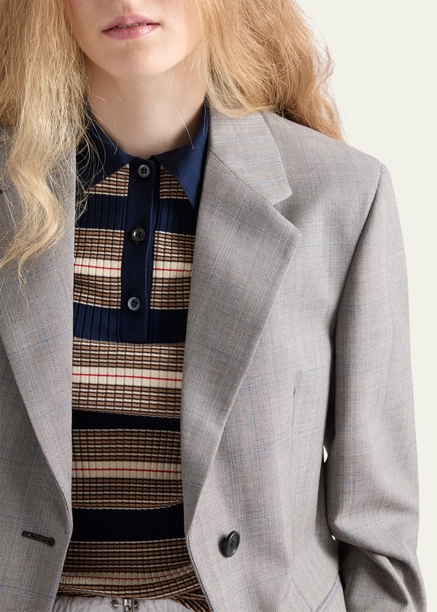 Grisaglia Check Single-Breasted Blazer Jacket - 5