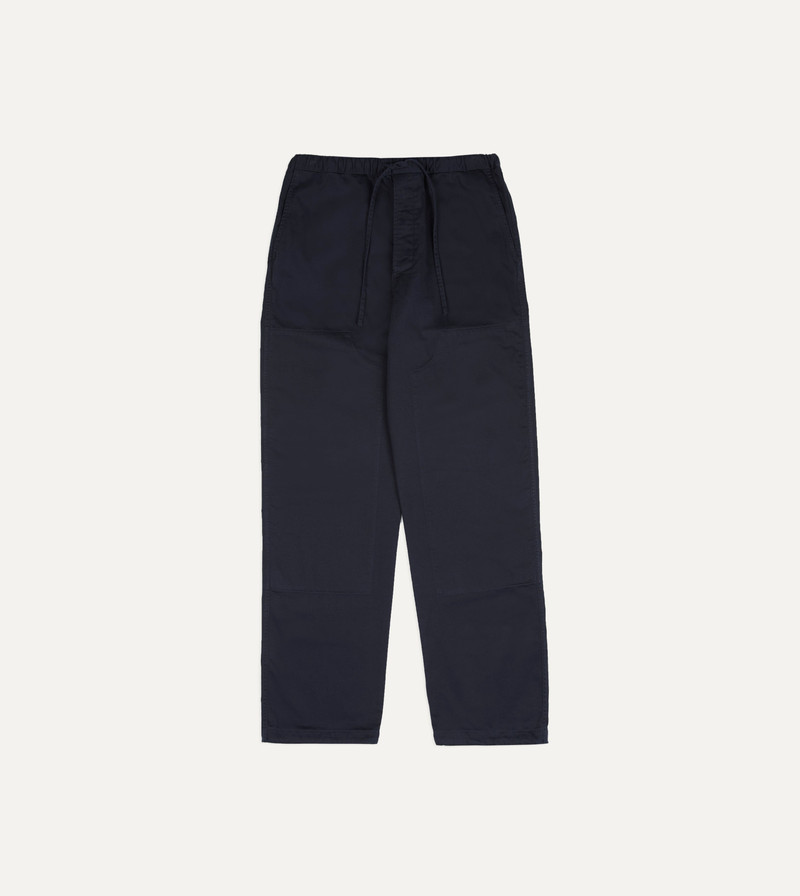 Navy Cotton Drawstring Trousers - 1