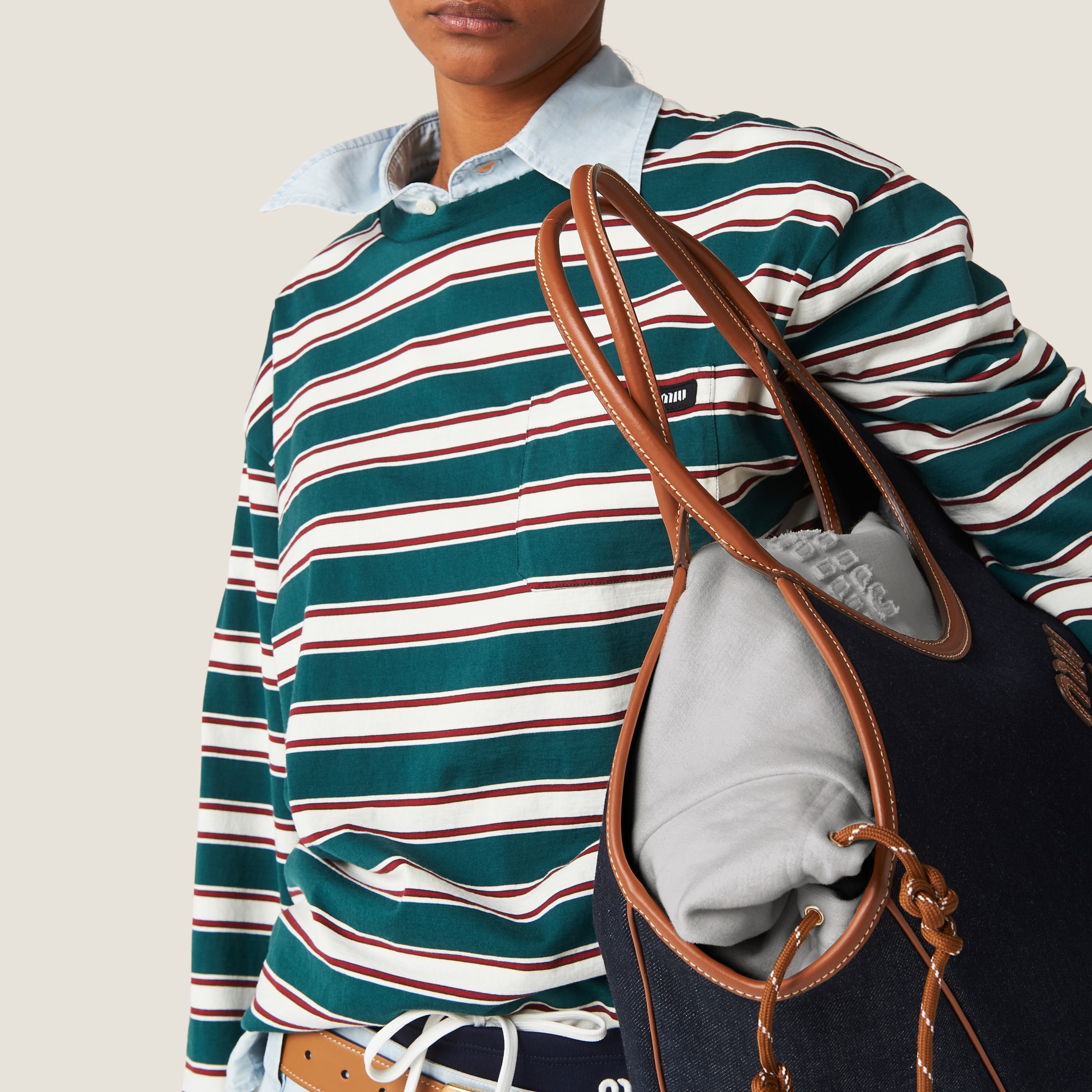 Miu Miu Long-sleeved cotton jersey T-shirt | REVERSIBLE