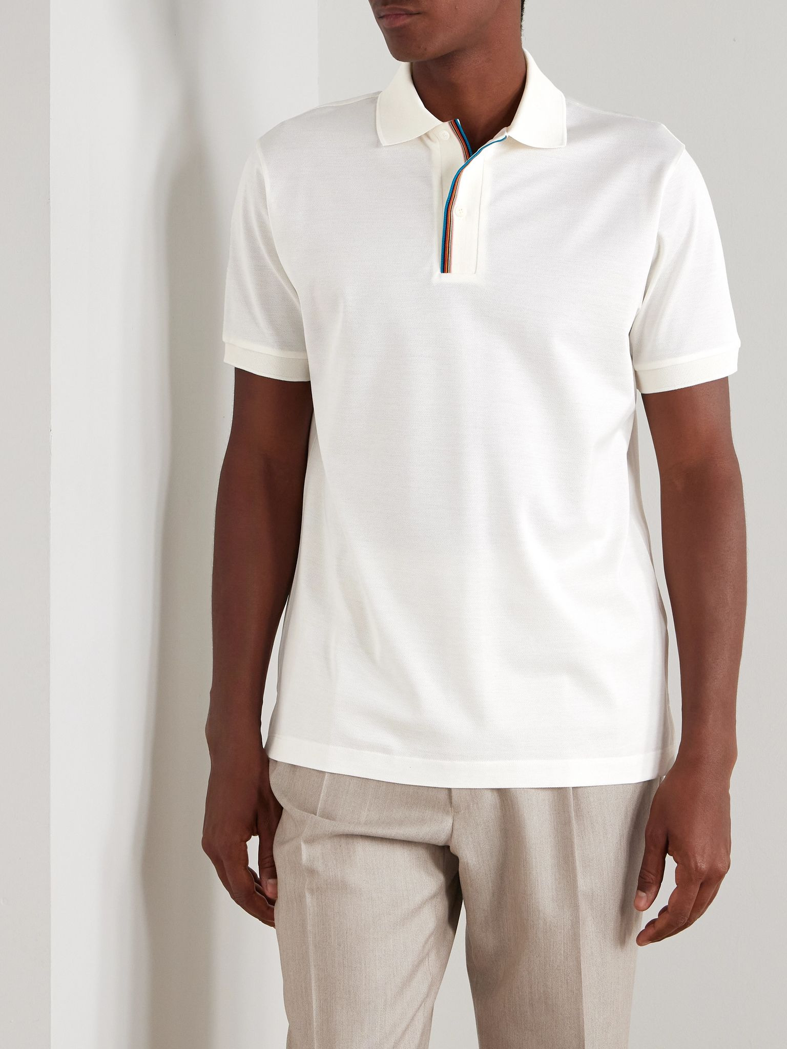 Cotton-Piqué Polo Shirt White - 3