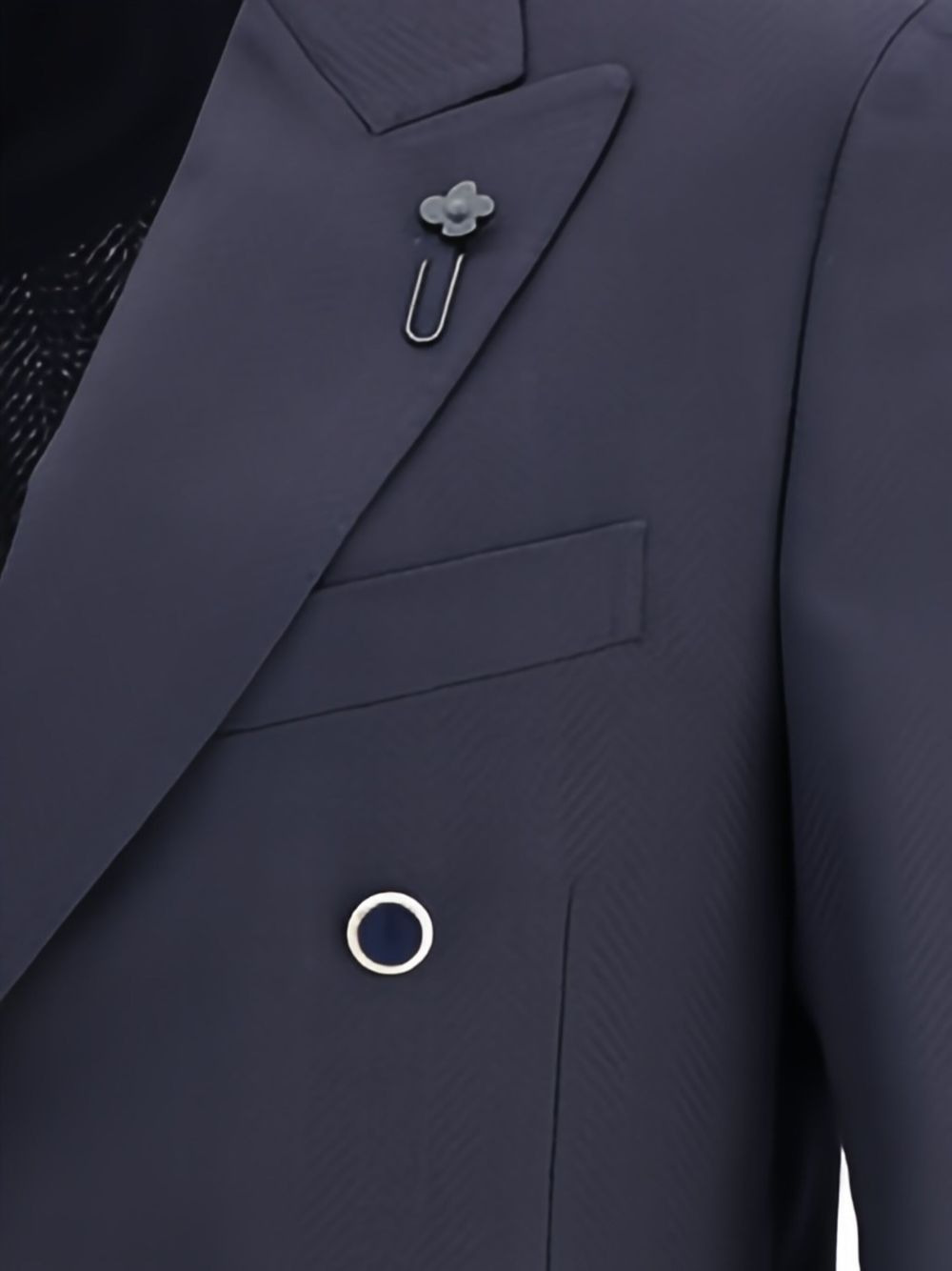 double-breasted herringbone blazer - 3