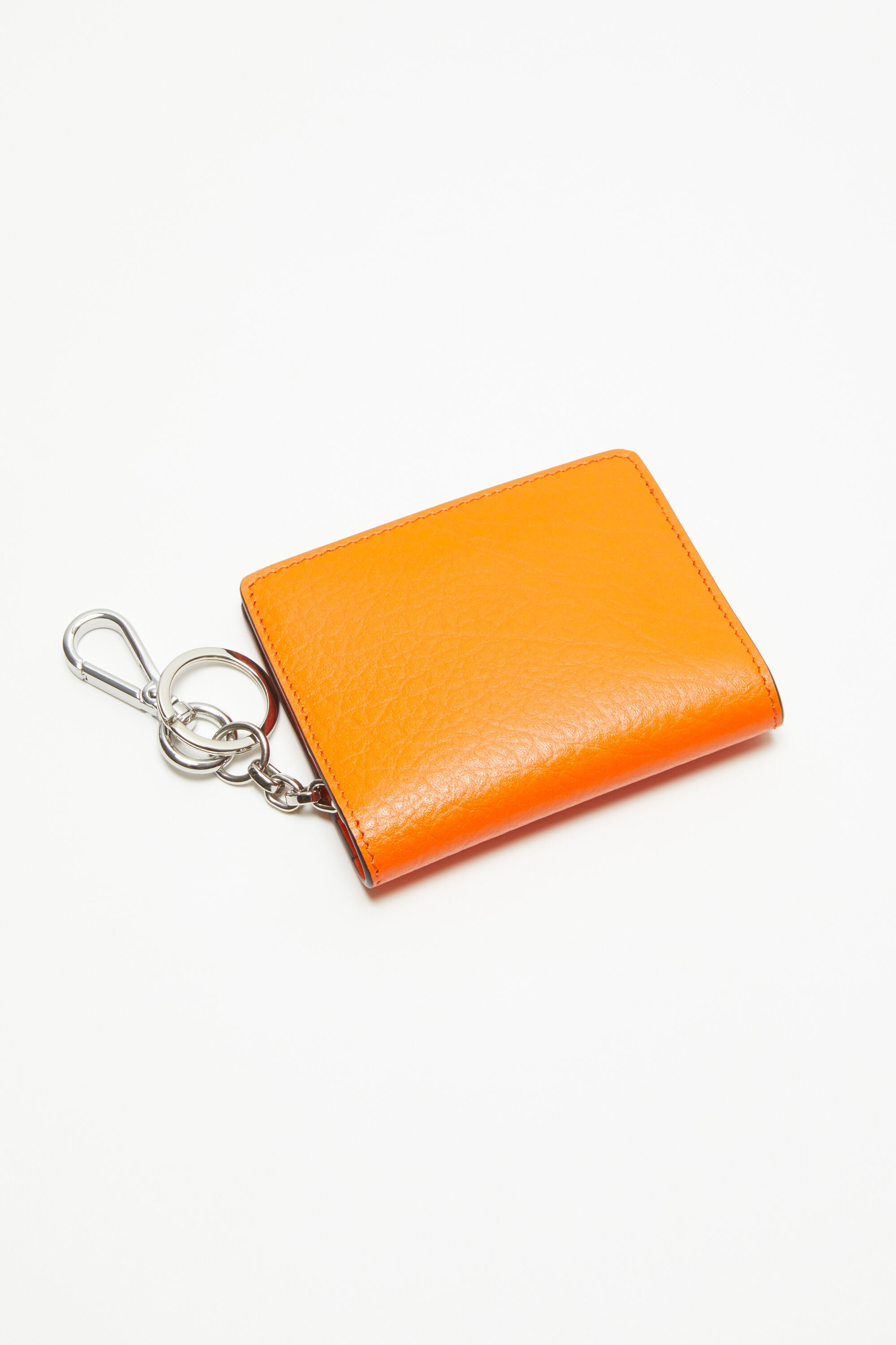 Folded leather wallet - Bright orange - 4