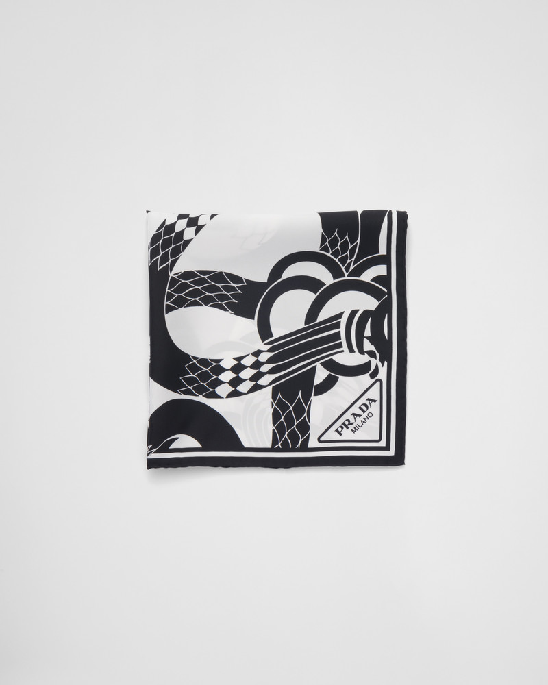 Printed silk twill scarf 1