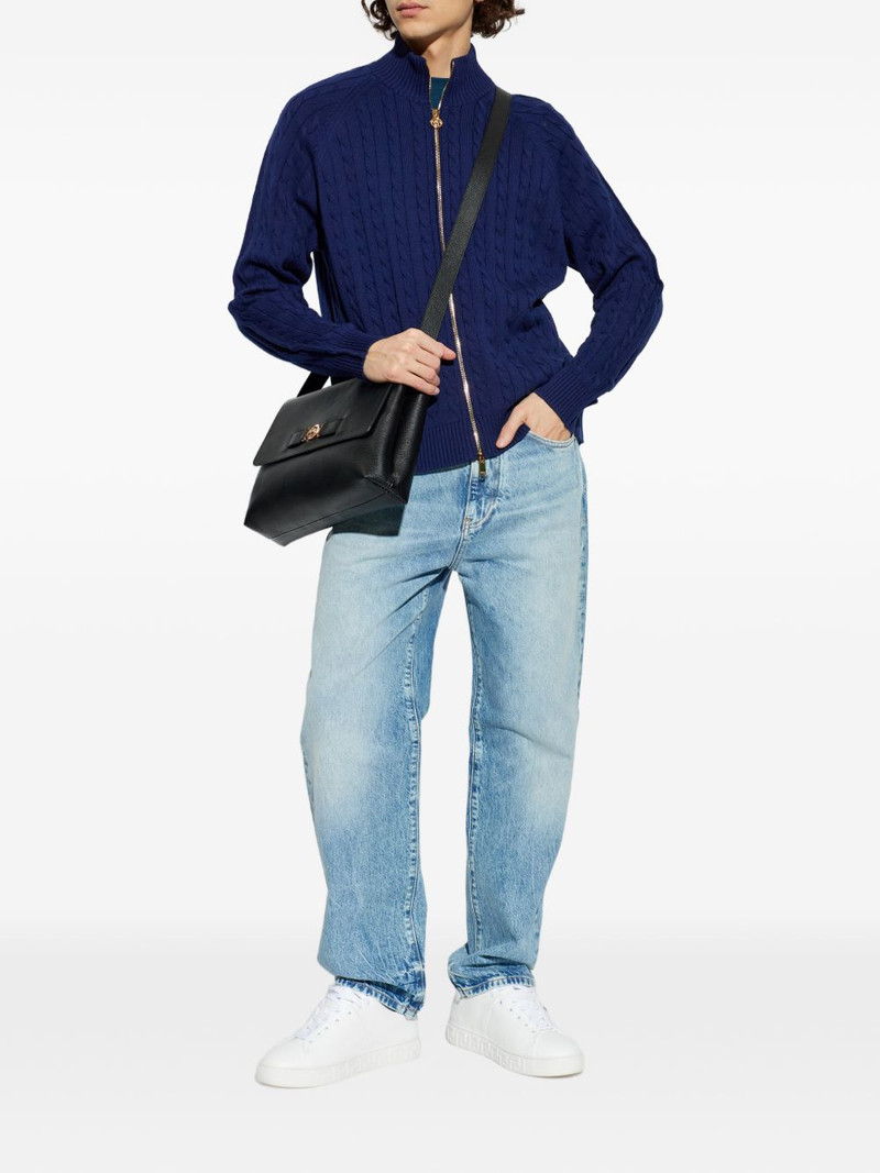 VERSACE cable-knit zip-up sweater outlook