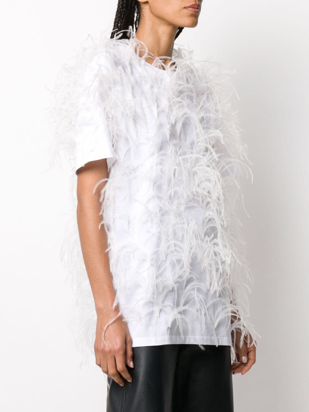 feather embellished short-sleeve T-shirt - 3