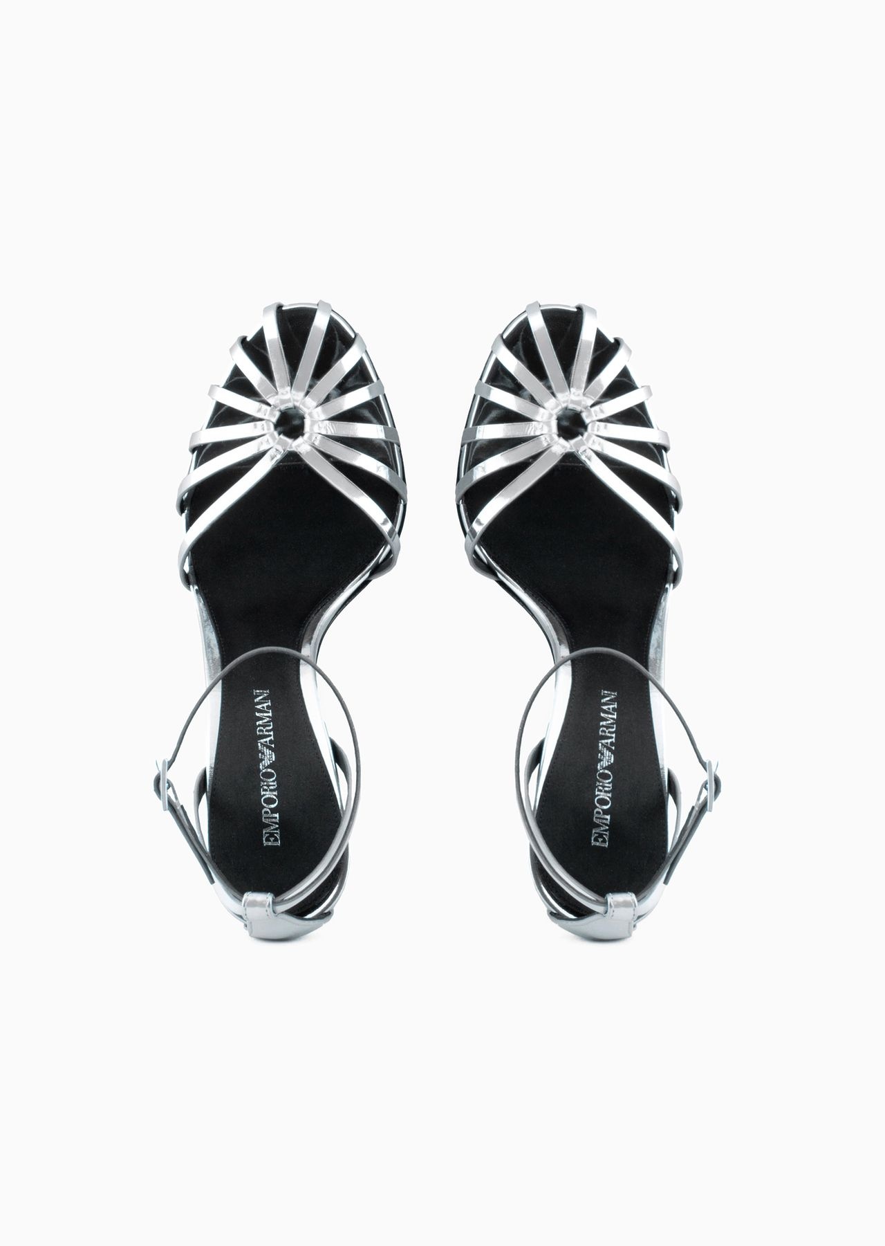 Mirror lamé leather sandals with high heel - 3