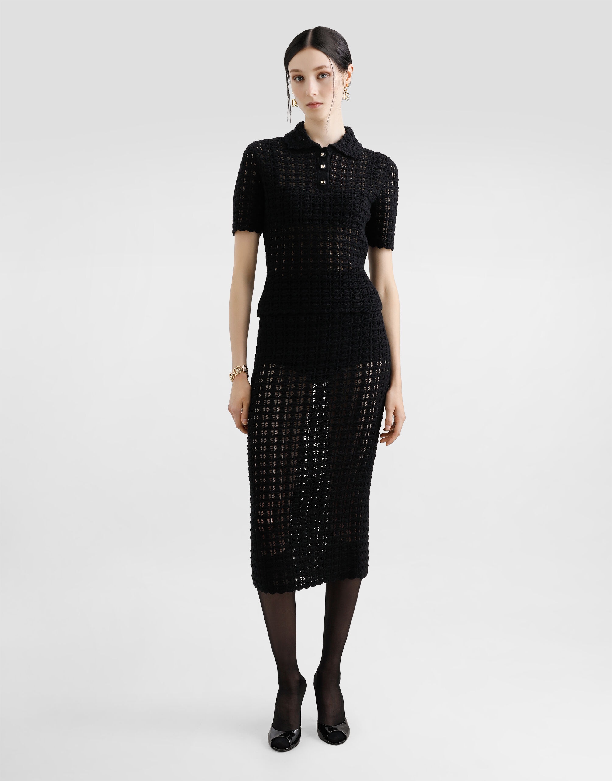 Wool lace-stitch polo-shirt - 2