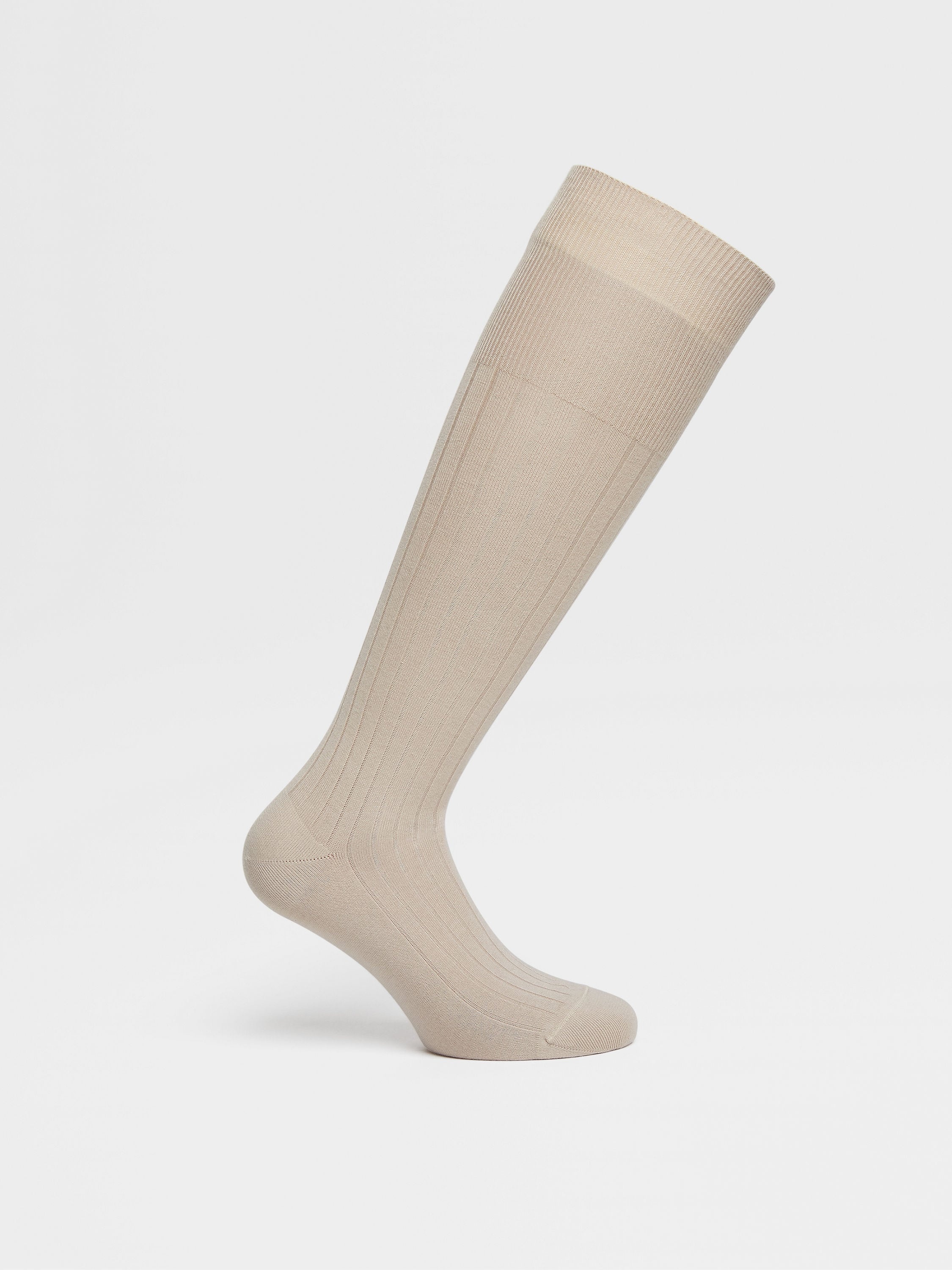 BEIGE COTTON CASHMERE AND SILK SOCKS - 3
