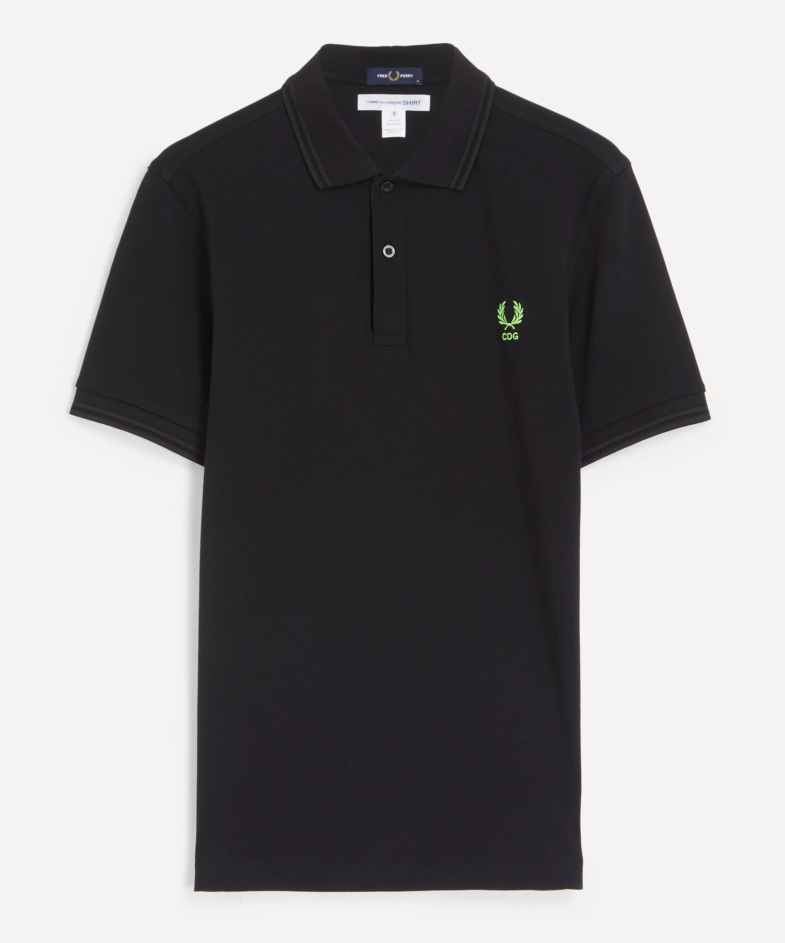 x Fred Perry Green Fluorescent Embroidery Polo Shirt - 1