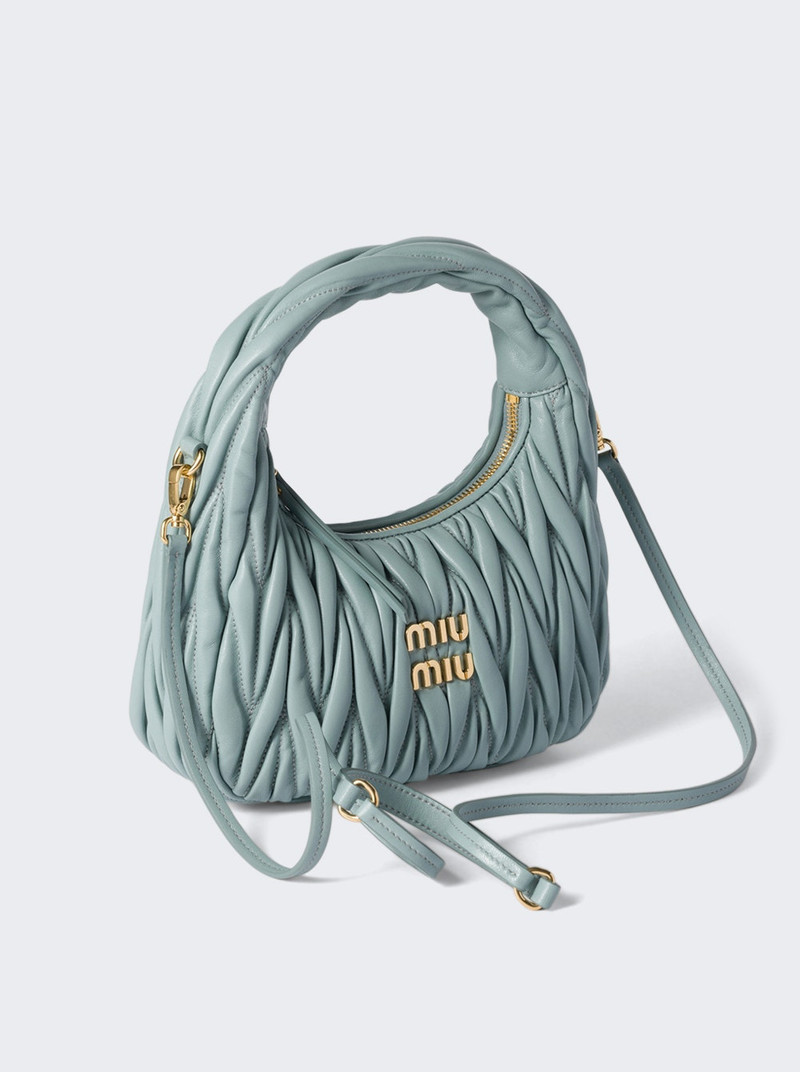 Miu Miu Wander Matelassé Nappa Leather Hobo Bag Powder Blue outlook