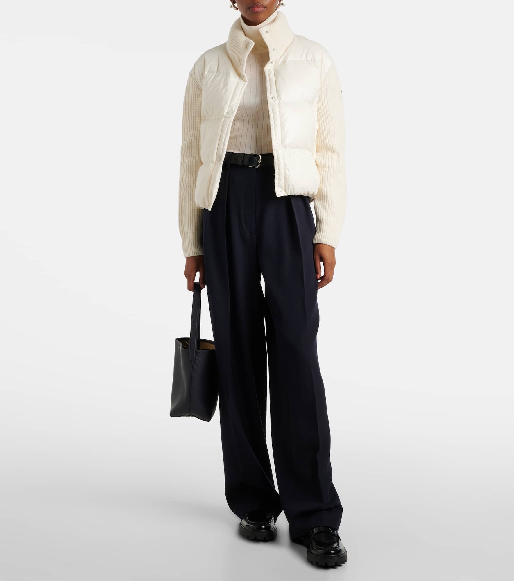 Down-paneled virgin wool cardigan - 2